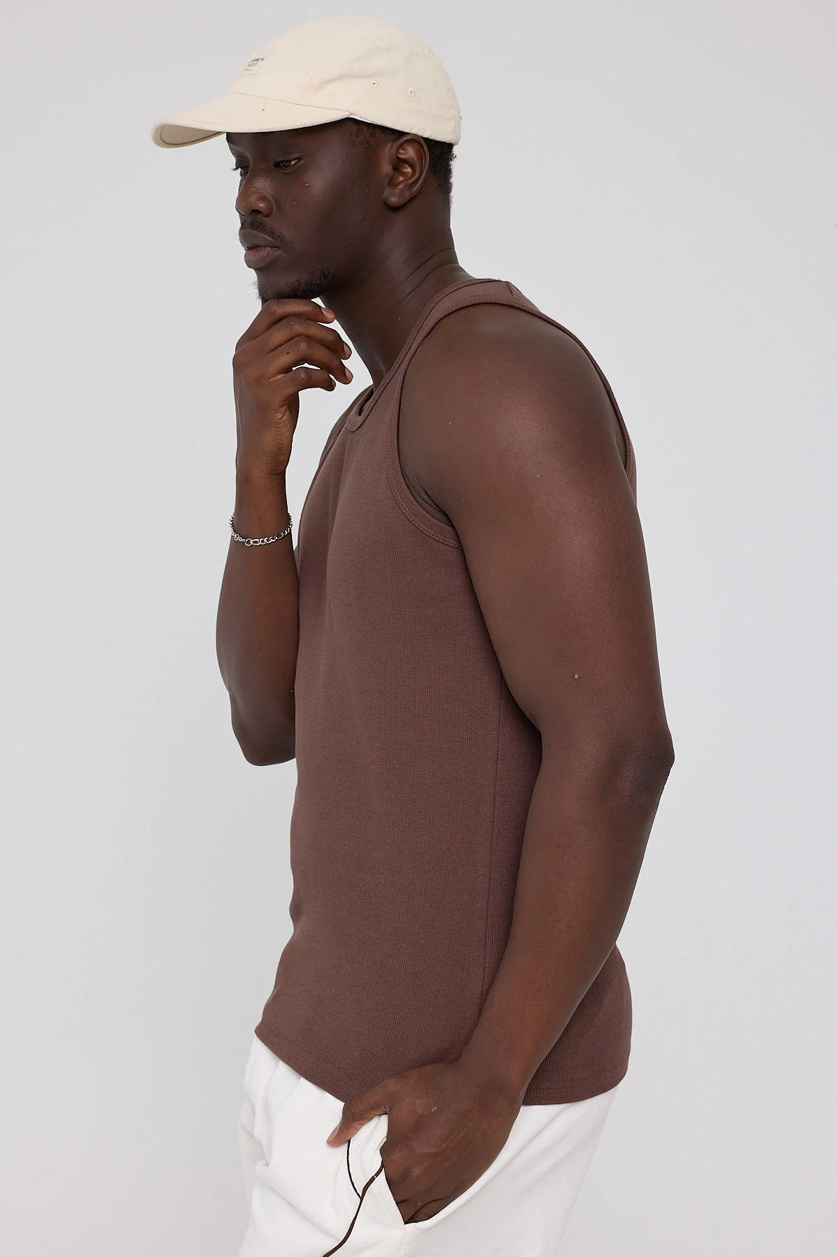 Common Need Scoop Neck Singlet Tank Coffee Brown - Image 3
