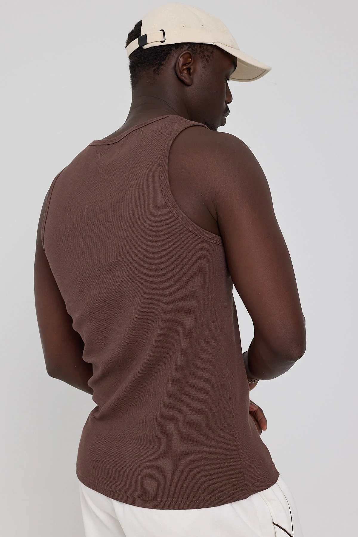 Common Need Scoop Neck Singlet Tank Coffee Brown - Image 4