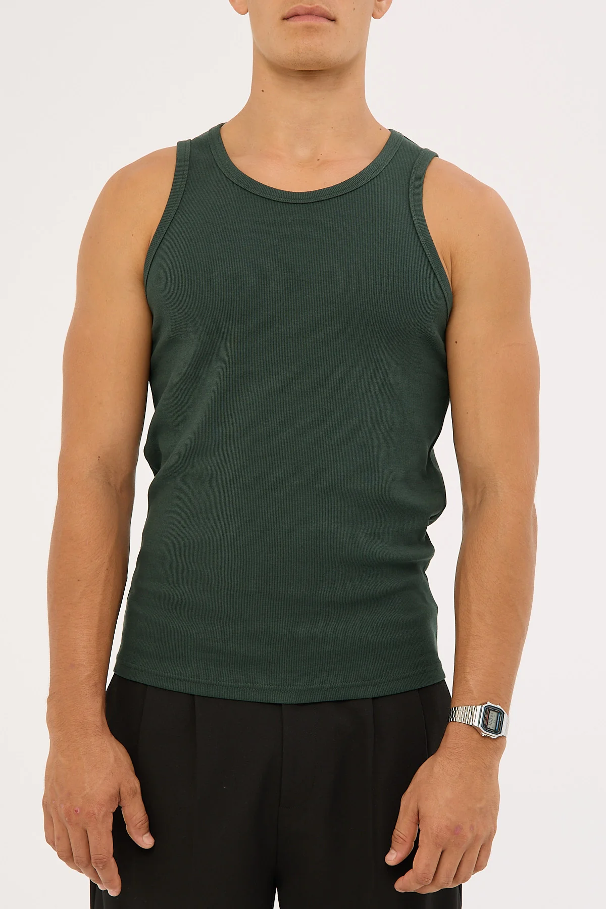 Common Need Scoop Neck Singlet Tank Dark Green - Image 7
