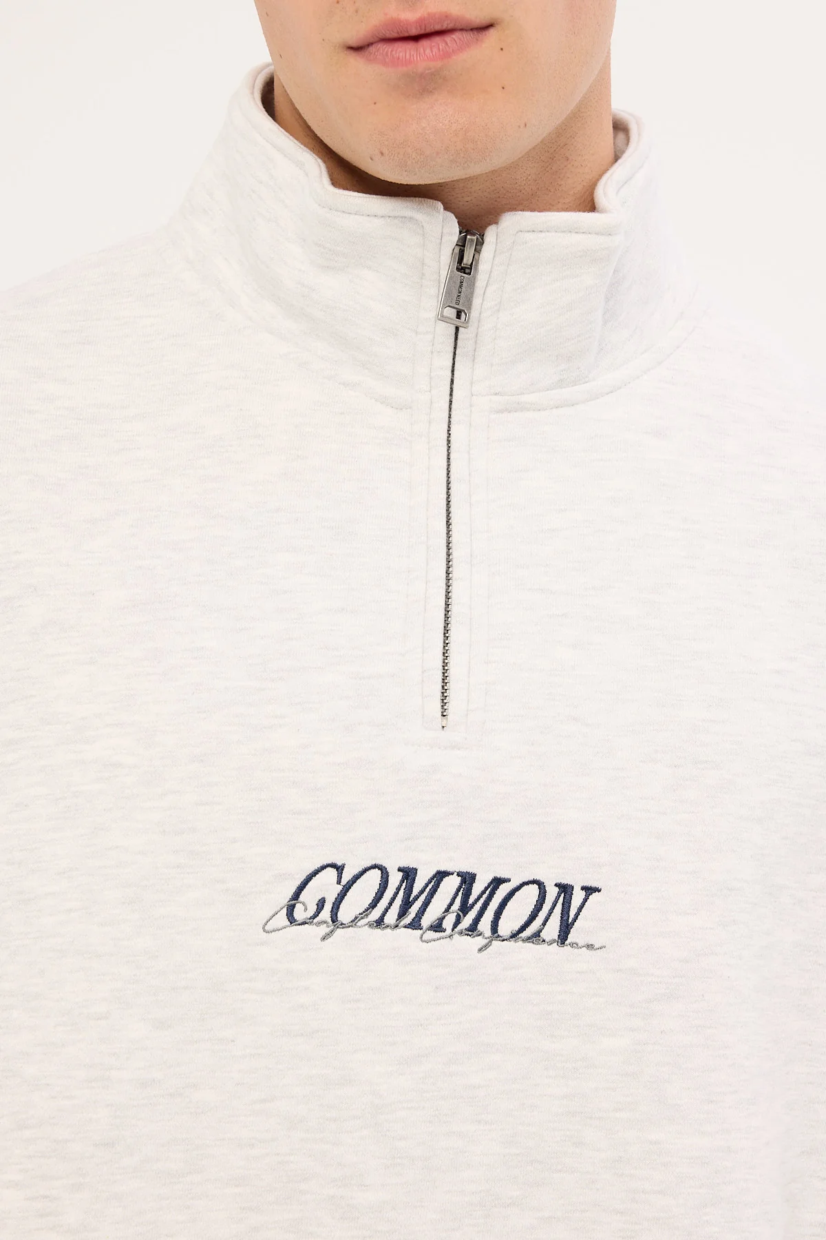 Common Need Slant Quarter Zip Sweater Snow Marle - Image 4