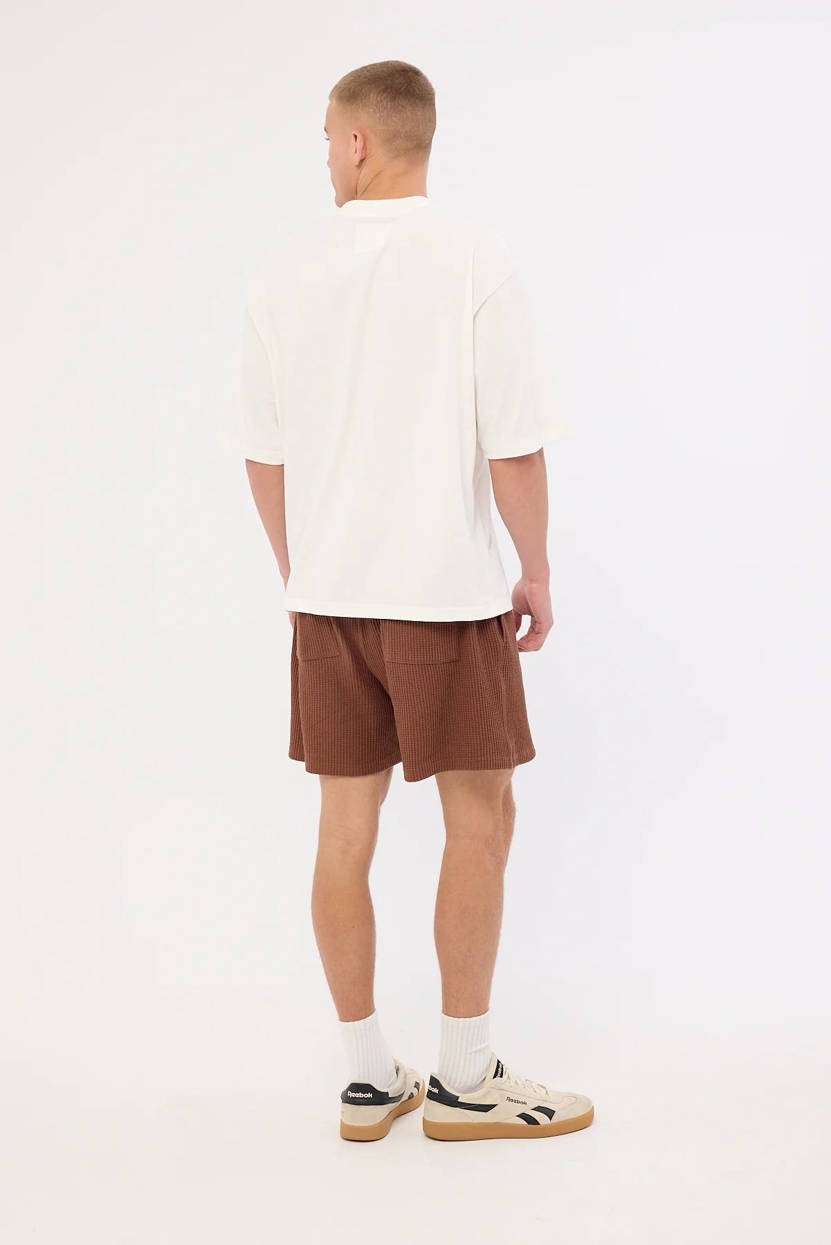 Common Need Slant Waffle Elastic Waist Short Mushroom - Image 4