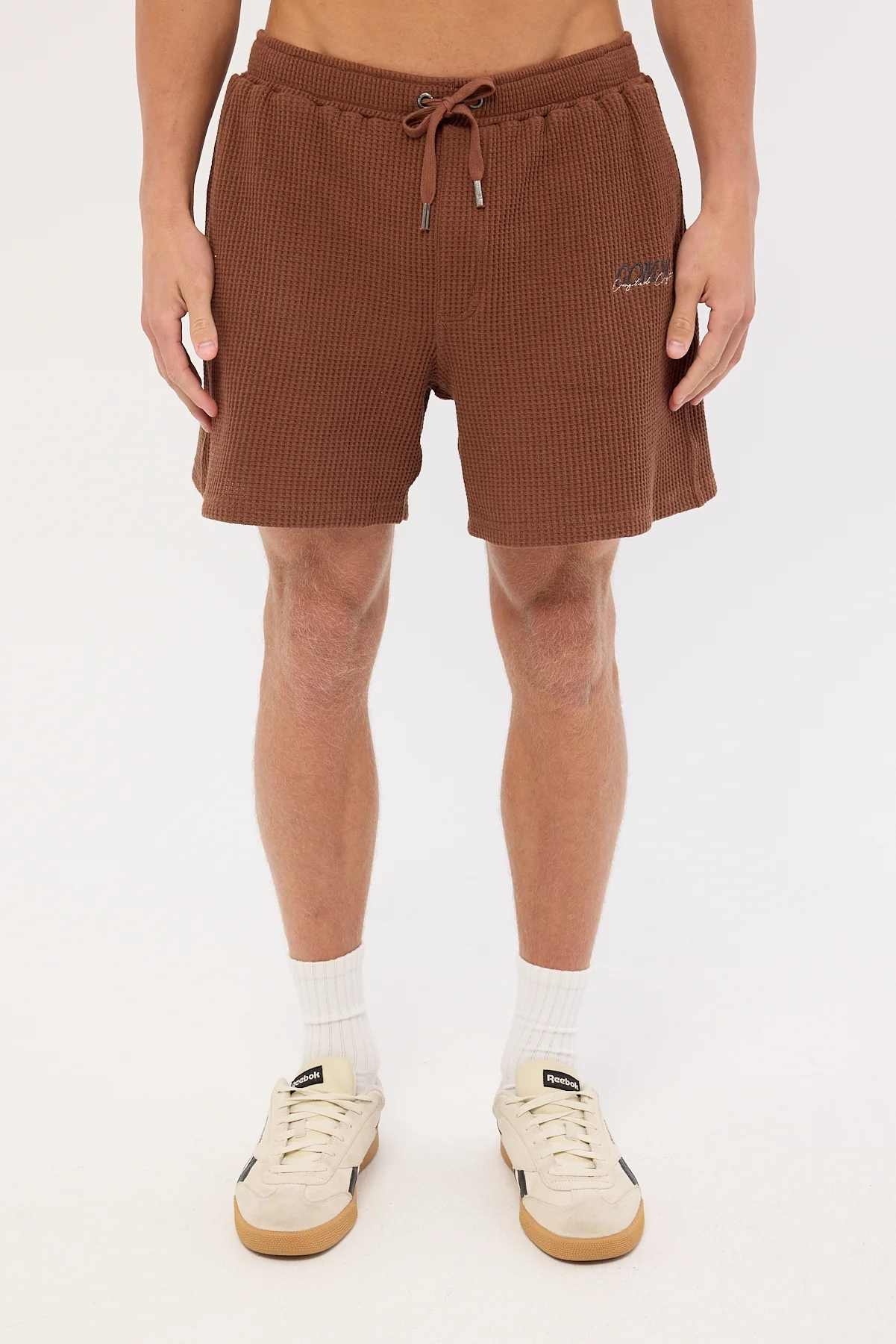 Common Need Slant Waffle Elastic Waist Short Mushroom - Image 6