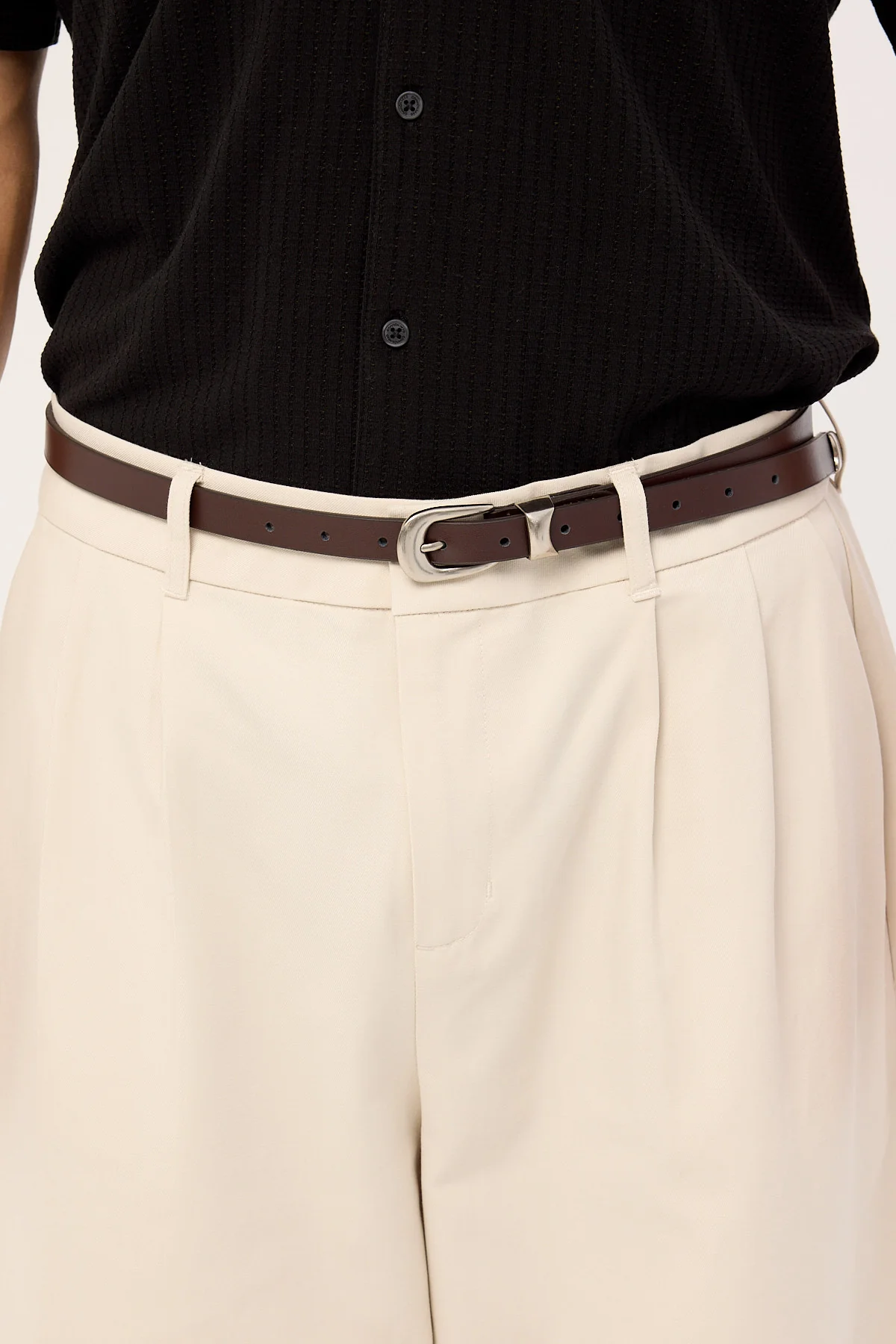 Common Need Slim Western Leather Belt Brown - Image 2