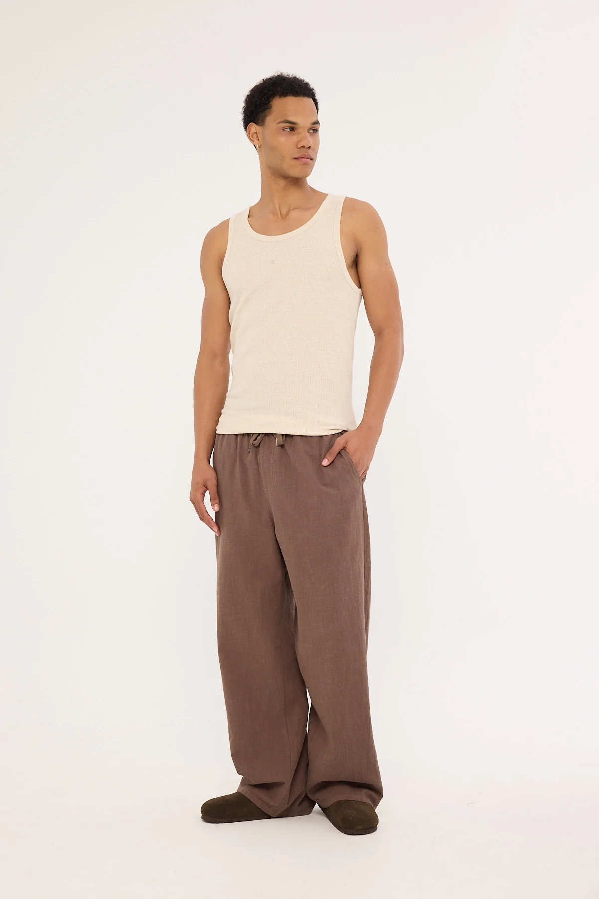 Common Need Sorrento Baggy Linen Pant Brown - Image 5