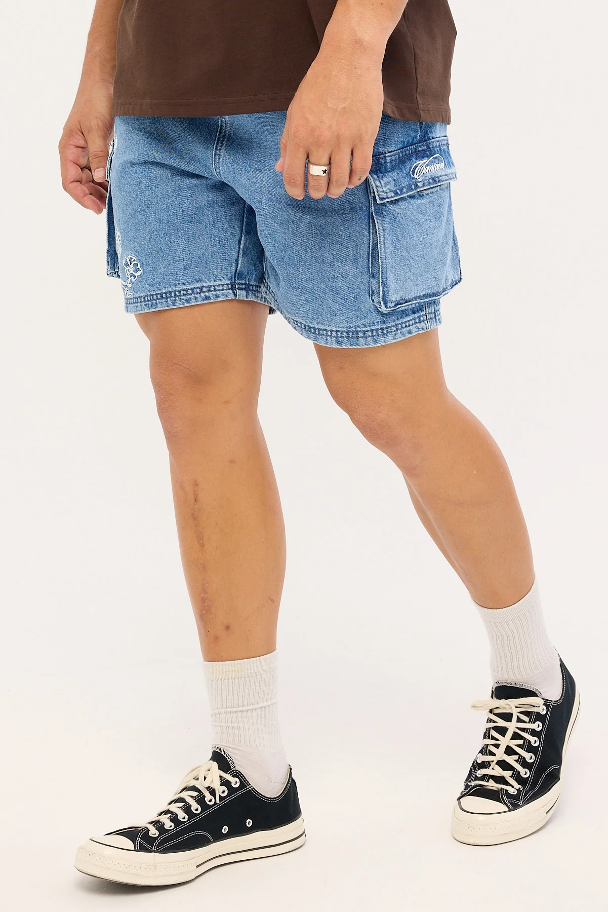 Common Need Sprig Relaxed Cargo Short Ocean Blue Denim - Image 4