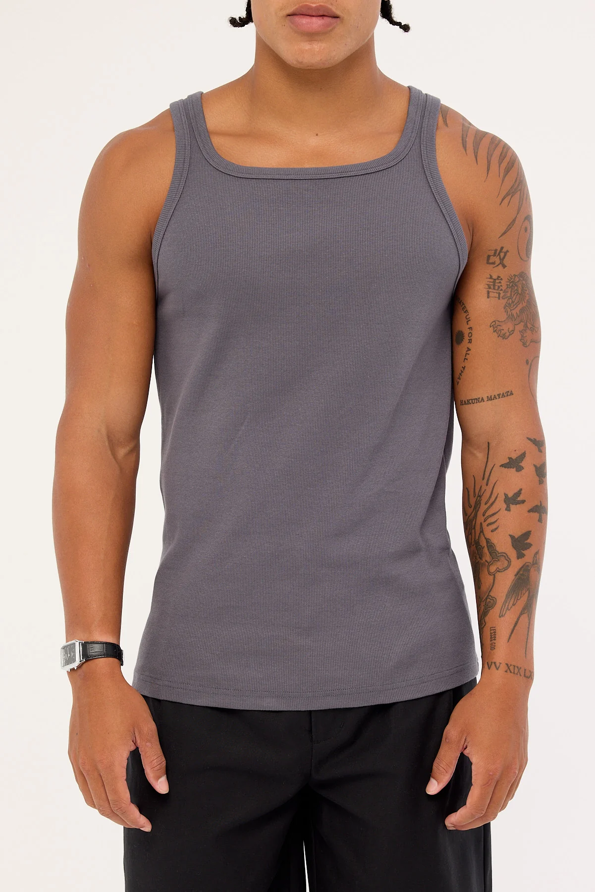 Common Need Square Neck Singlet Tank Dark Grey - Image 6