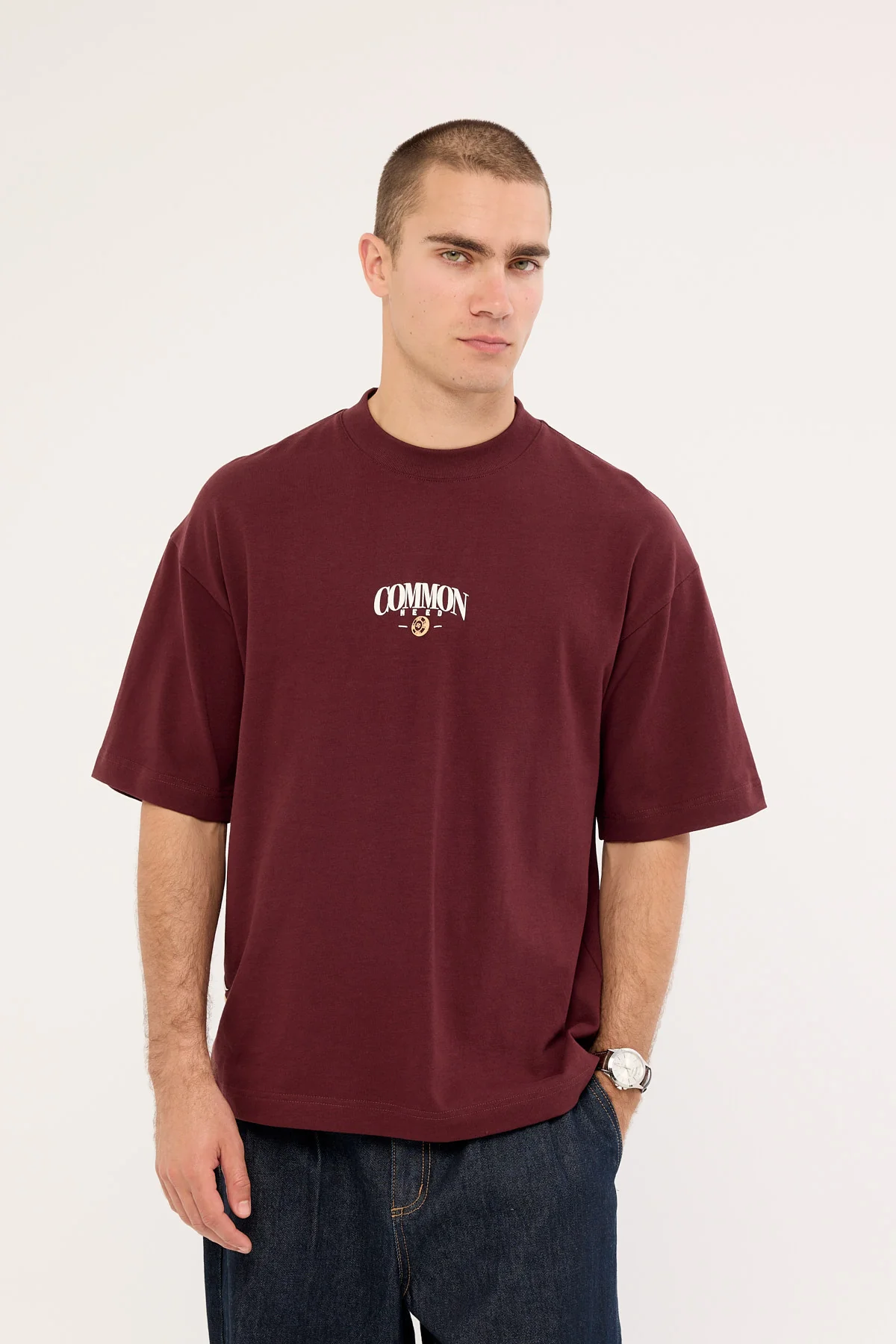 Common Need Stake Heavyweight Easy Tee Merlot - Image 2