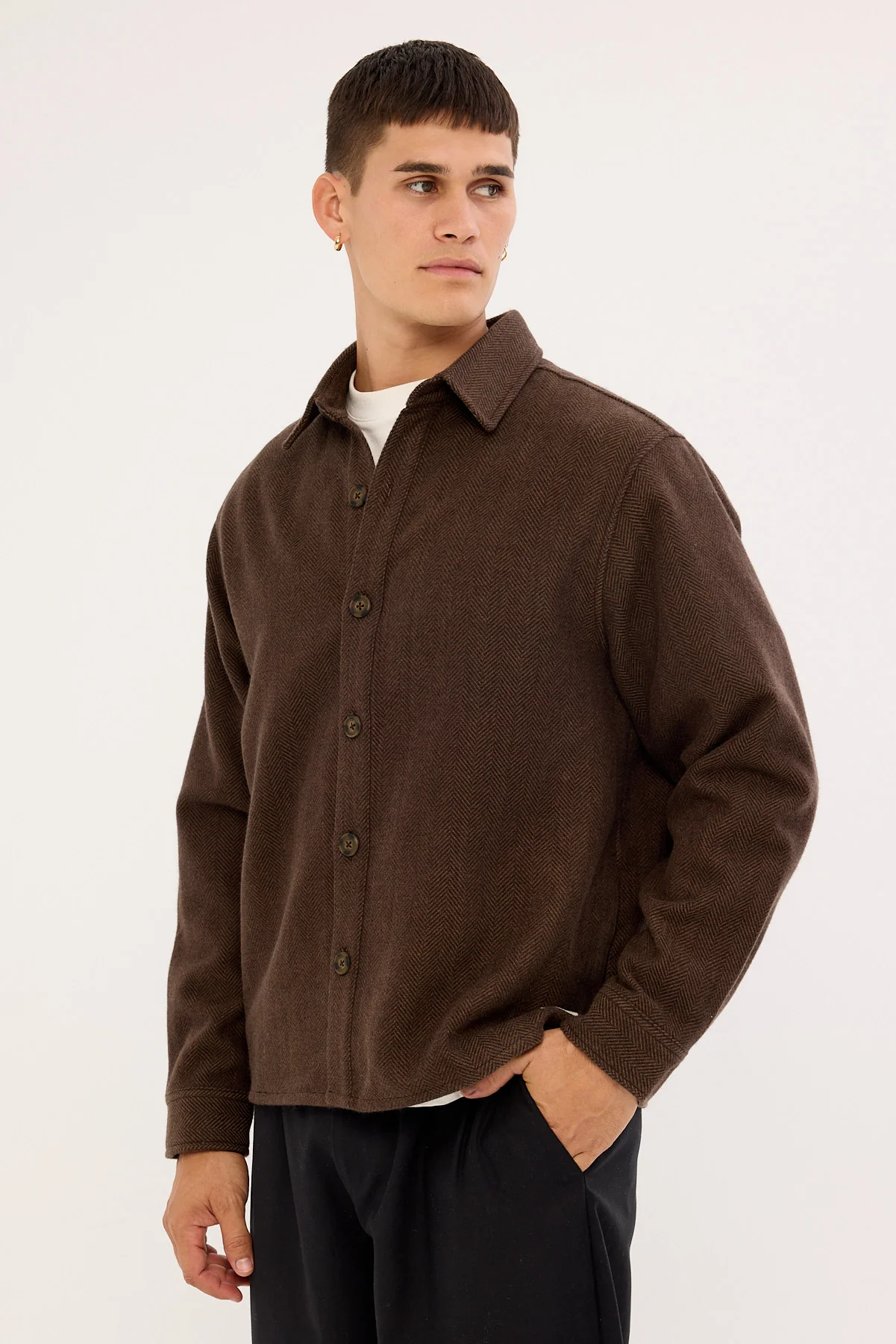 Common Need Stratos Heavyweight Overshirt Dark Brown - Image 4