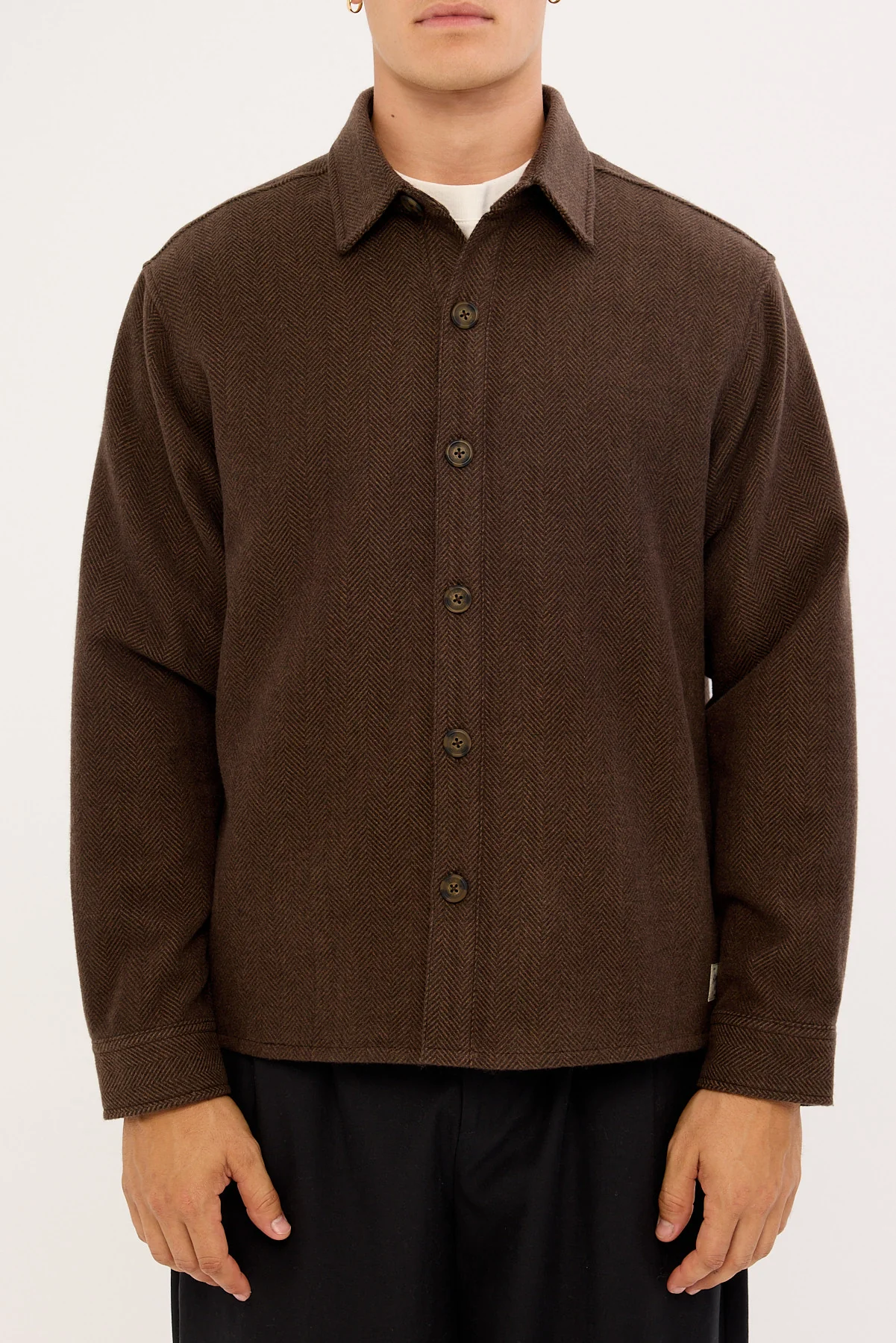 Common Need Stratos Heavyweight Overshirt Dark Brown - Image 6