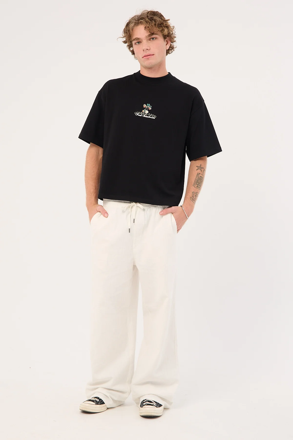 Common Need Strawberry Cropped Heavyweight Easy Tee Black - Image 2