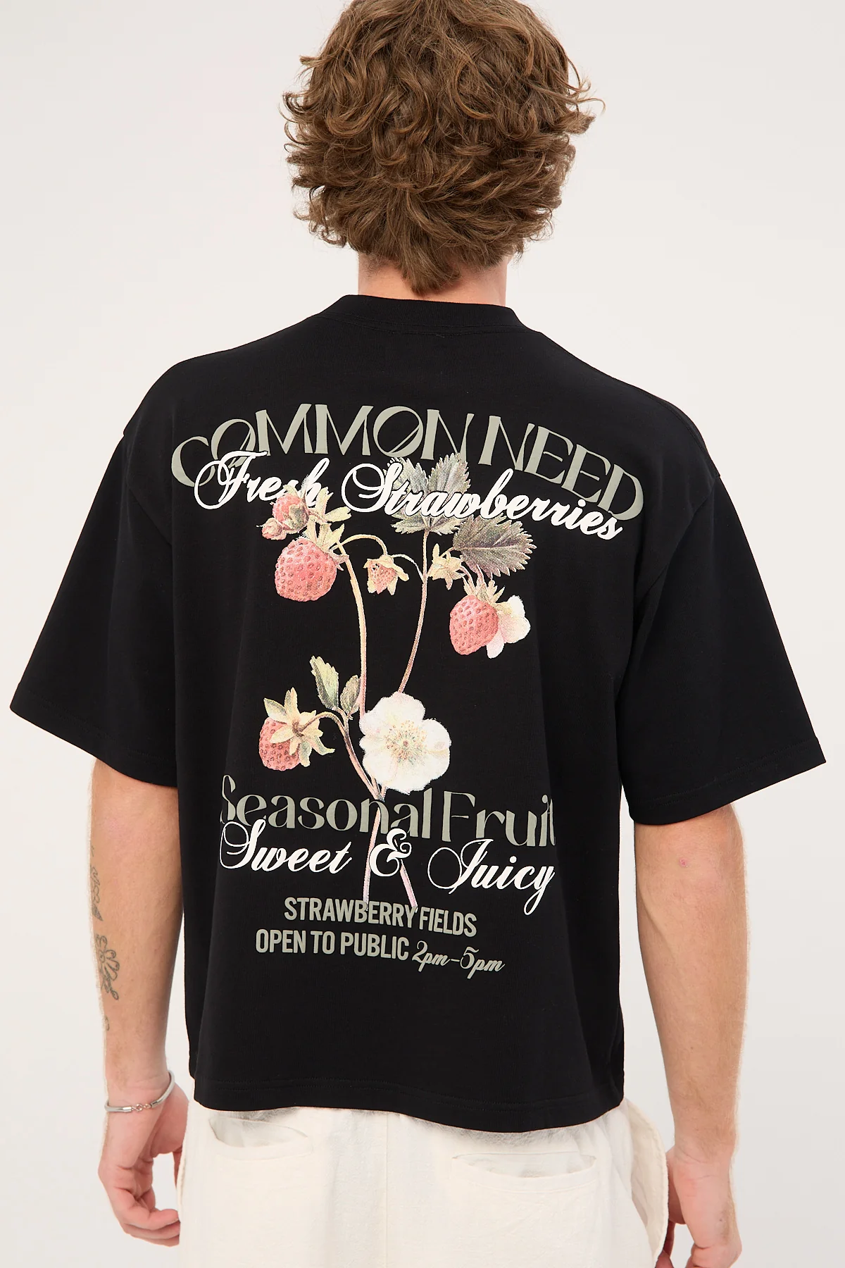 Common Need Strawberry Cropped Heavyweight Easy Tee Black - Image 5