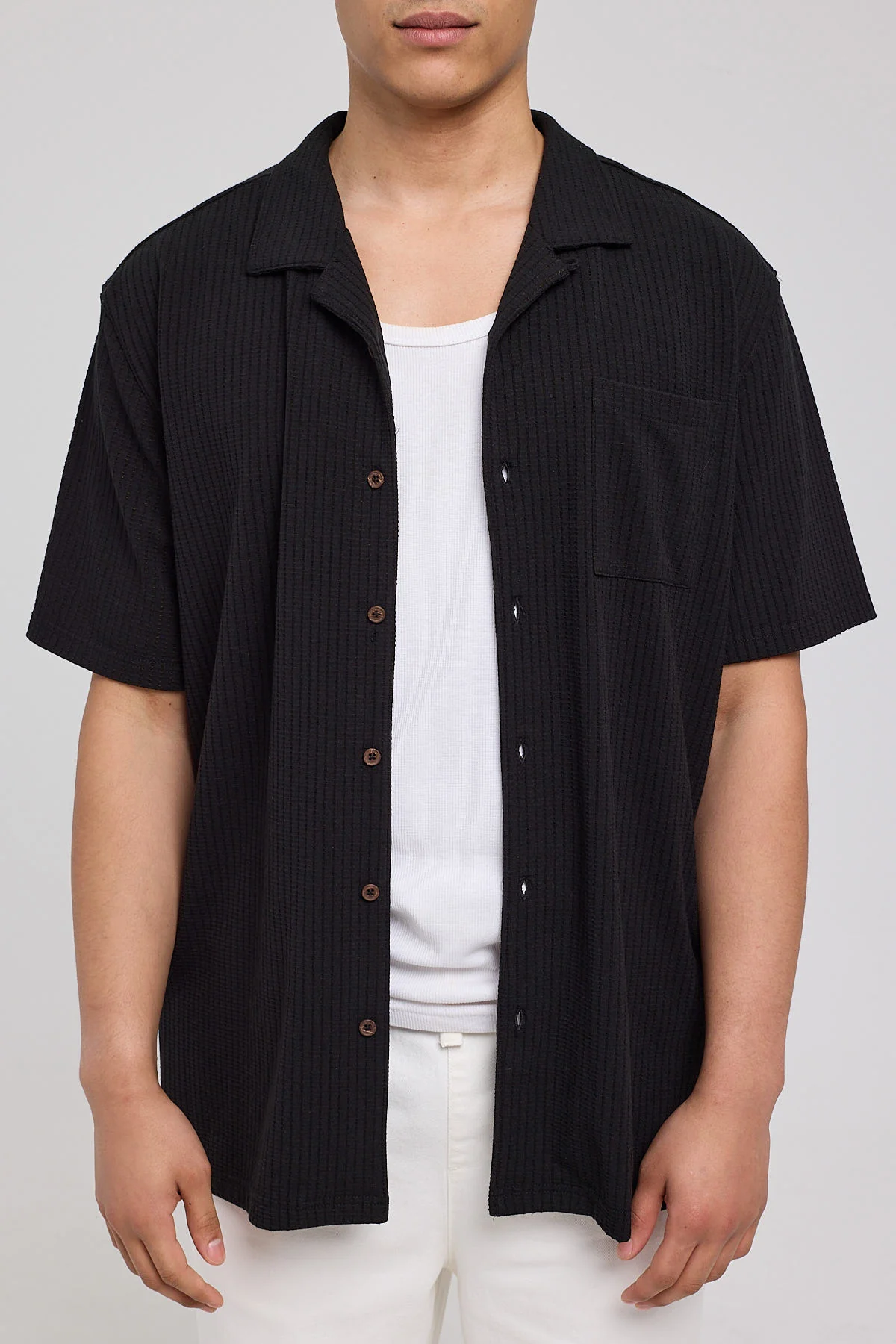 Common Need Studio Recycled Resort Collar Shirt Black - Image 7