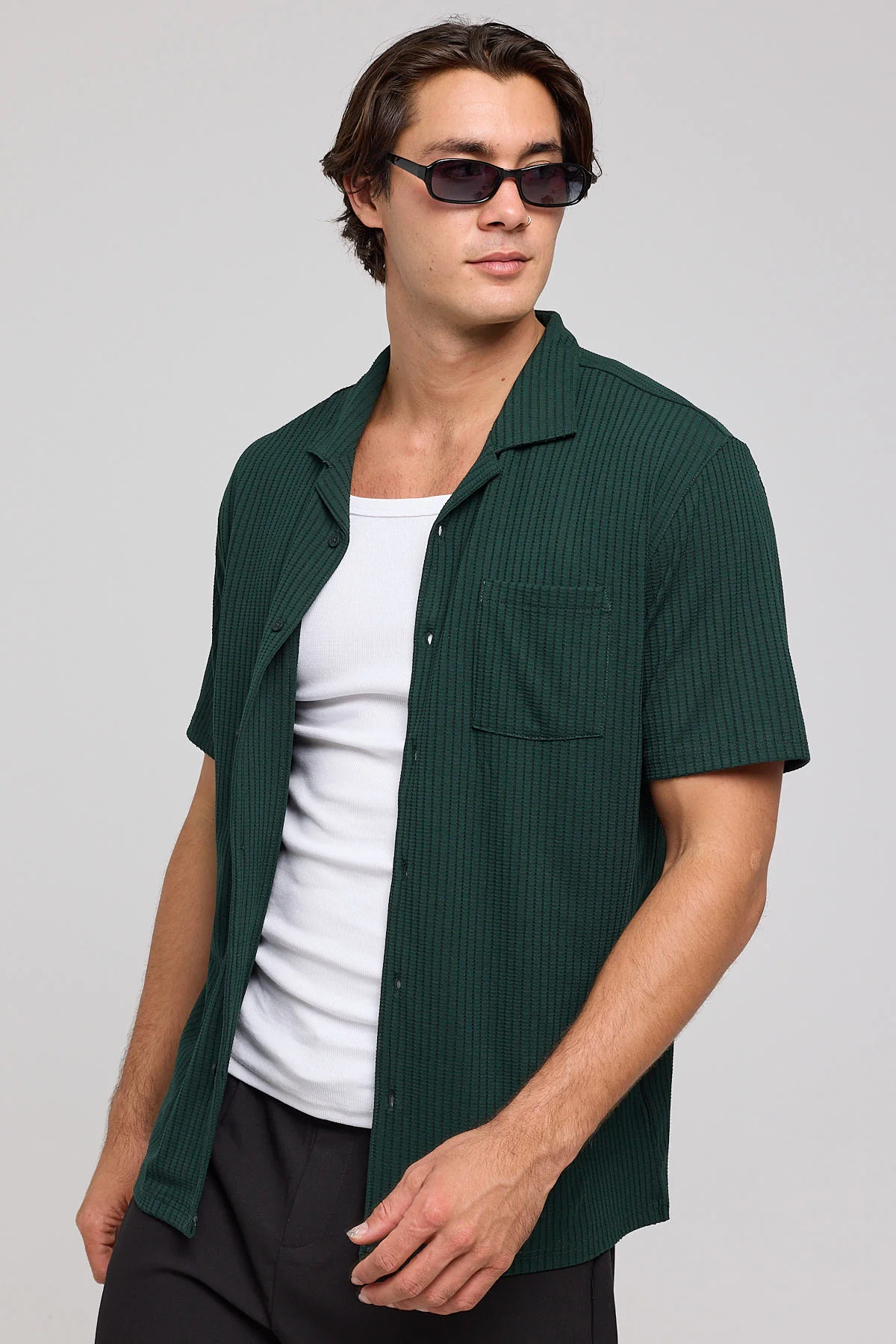 Common Need Studio Recycled Resort Shirt Dark Green - Image 3