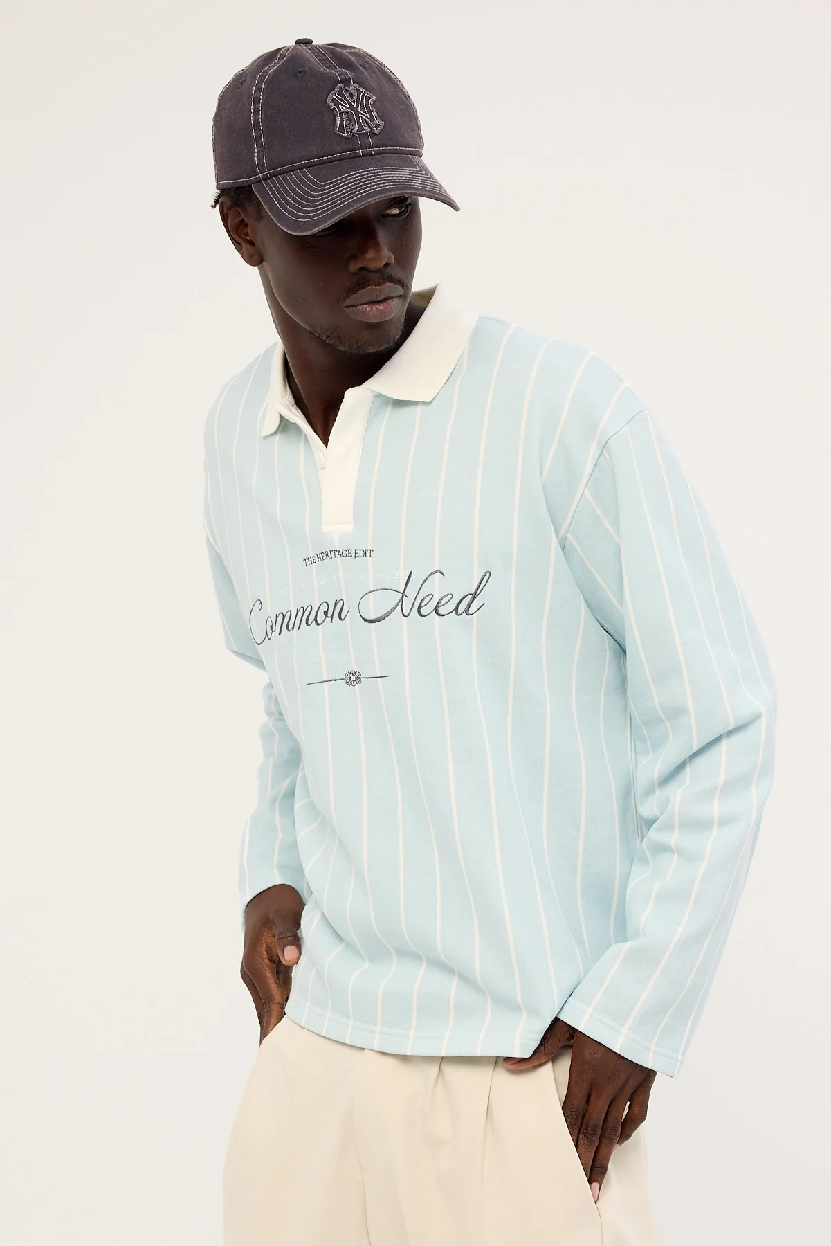 Common Need Sync Long Sleeve Rugby Polo Misty Blue - Image 3