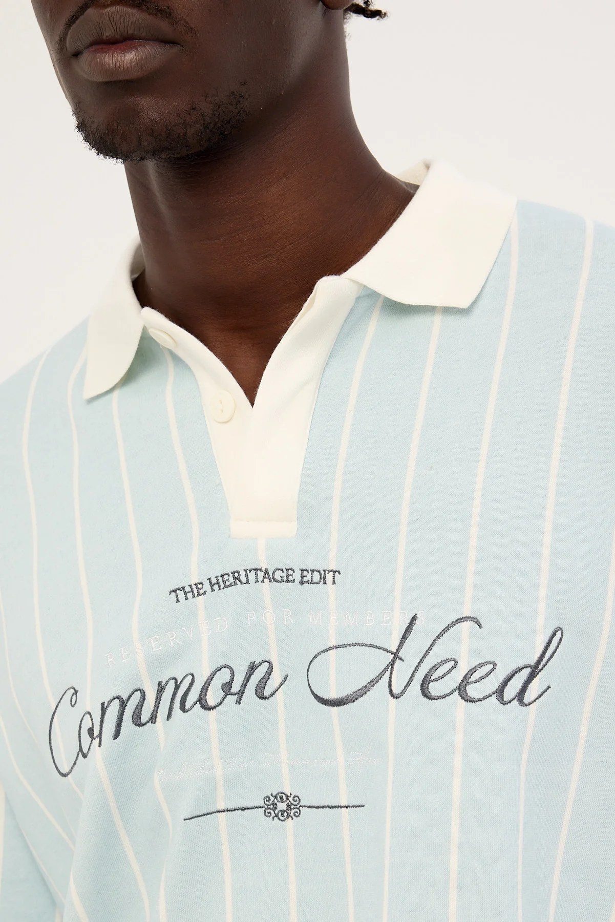 Common Need Sync Long Sleeve Rugby Polo Misty Blue - Image 5