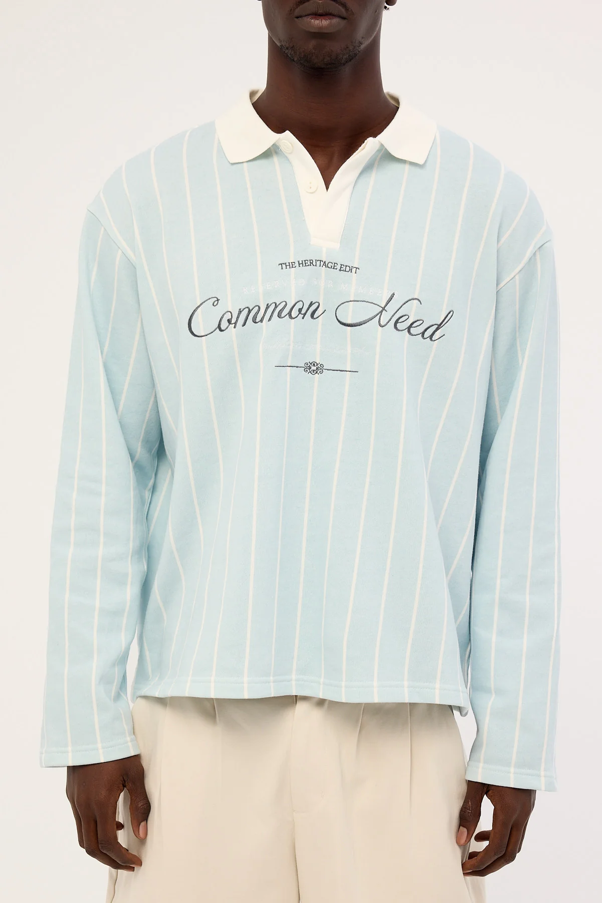 Common Need Sync Long Sleeve Rugby Polo Misty Blue - Image 6