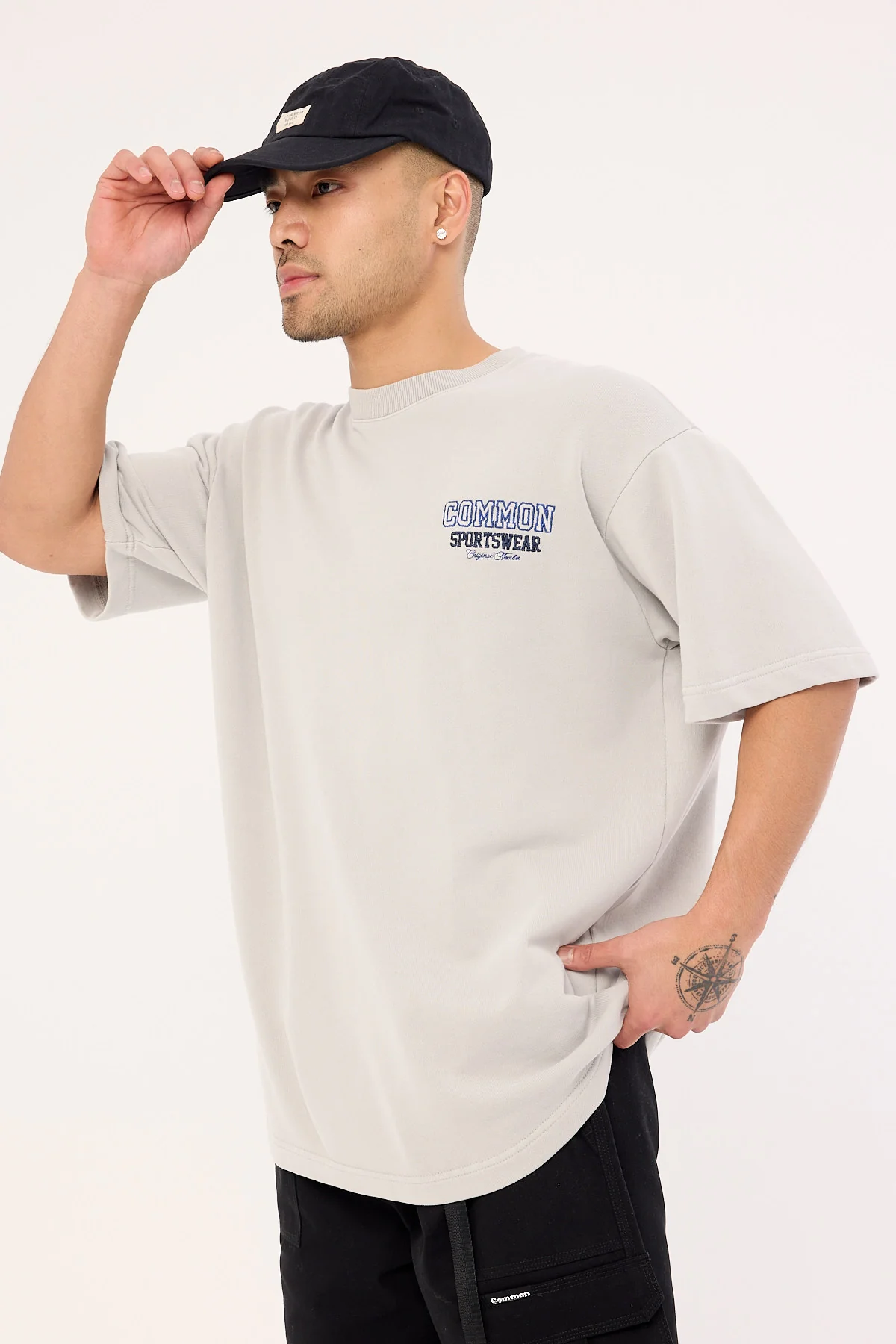 Common Need Tackle Loopback Boxy Tee Washed Ice Grey - Image 5