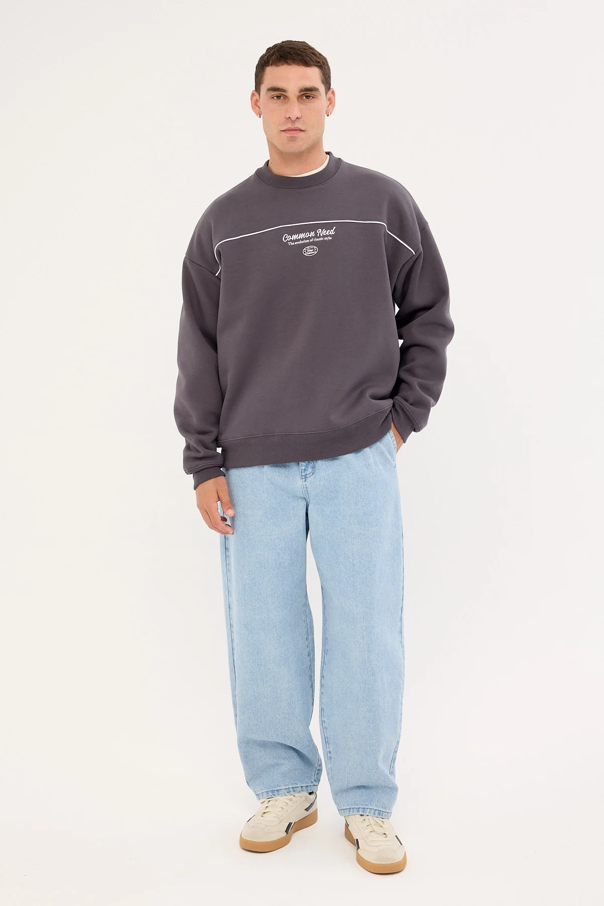 Common Need Tempo Crew Sweater Washed Black - Image 2