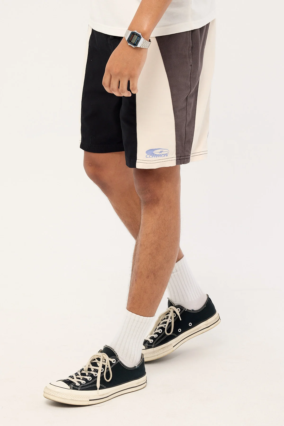 Common Need Tide Elastic Waist Short Black/Grey/White - Image 3