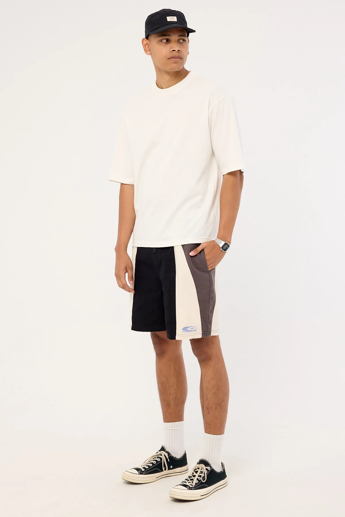 Common Need Tide Elastic Waist Short Black/Grey/White - Image 4