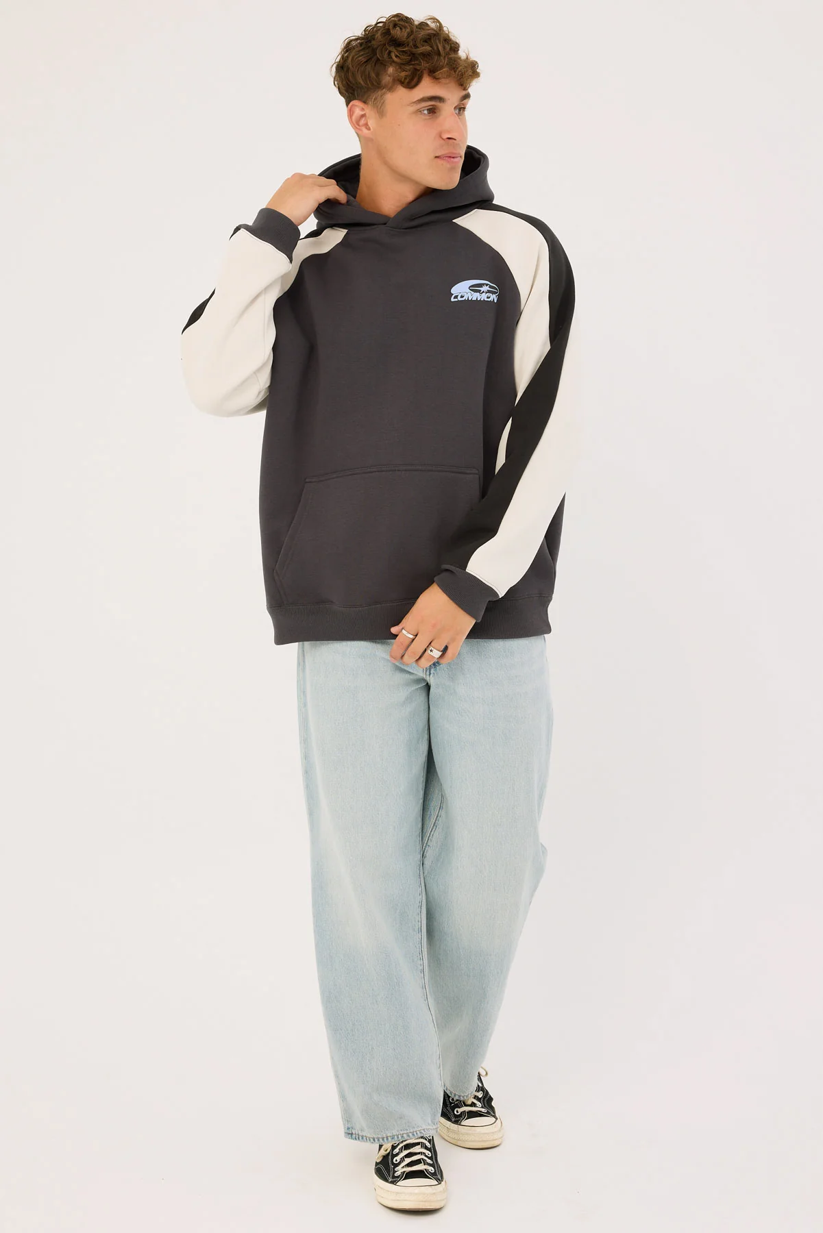 Common Need Tide Raglan Boxy Hoodie Asphalt