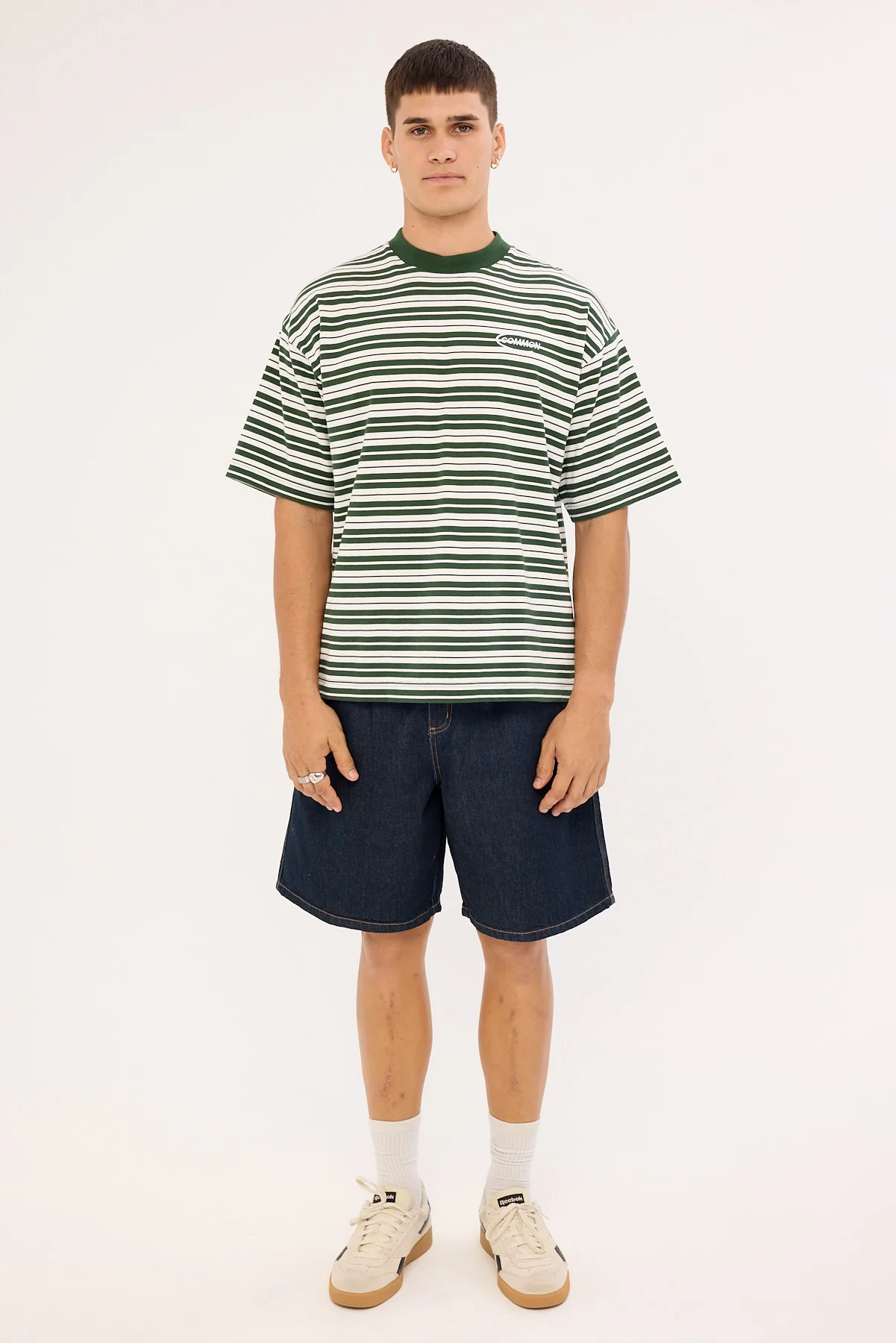 Common Need Ultrix Heavyweight Easy Tee Dark Green Stripe - Image 2