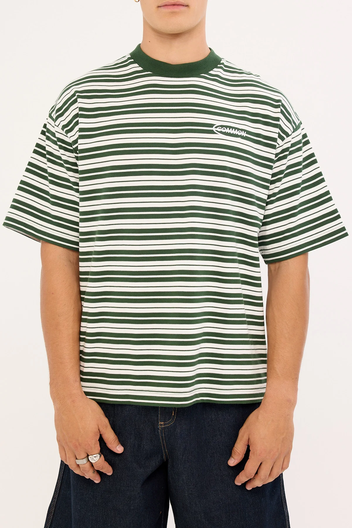 Common Need Ultrix Heavyweight Easy Tee Dark Green Stripe - Image 6