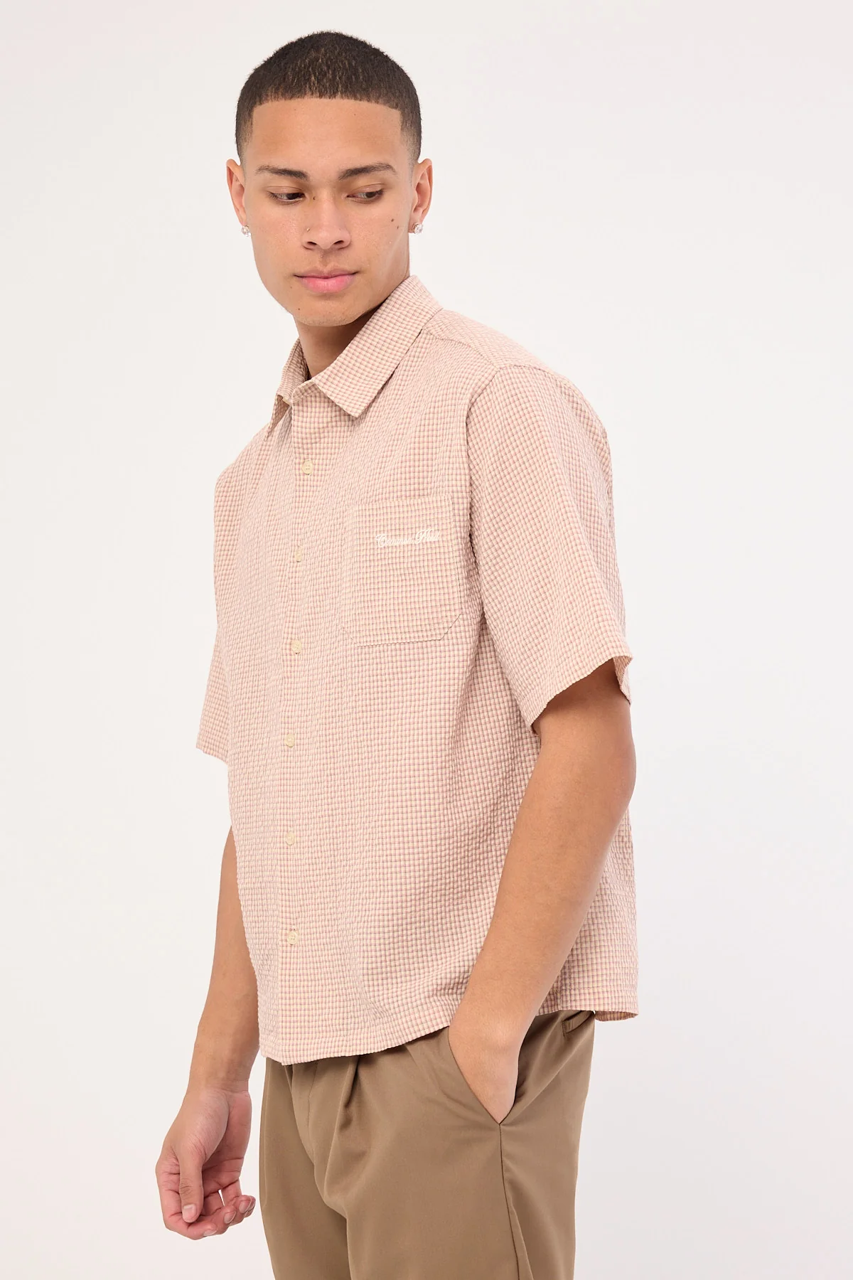 Common Need Urban Boxy Cropped Shirt Pink Check - Image 5