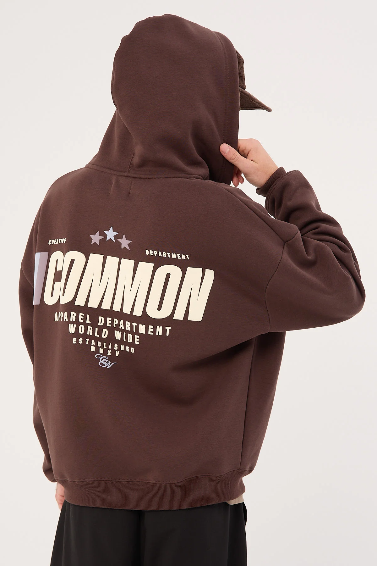 Common Need Vector Zip Through Cropped Hoodie Dark Brown - Image 2