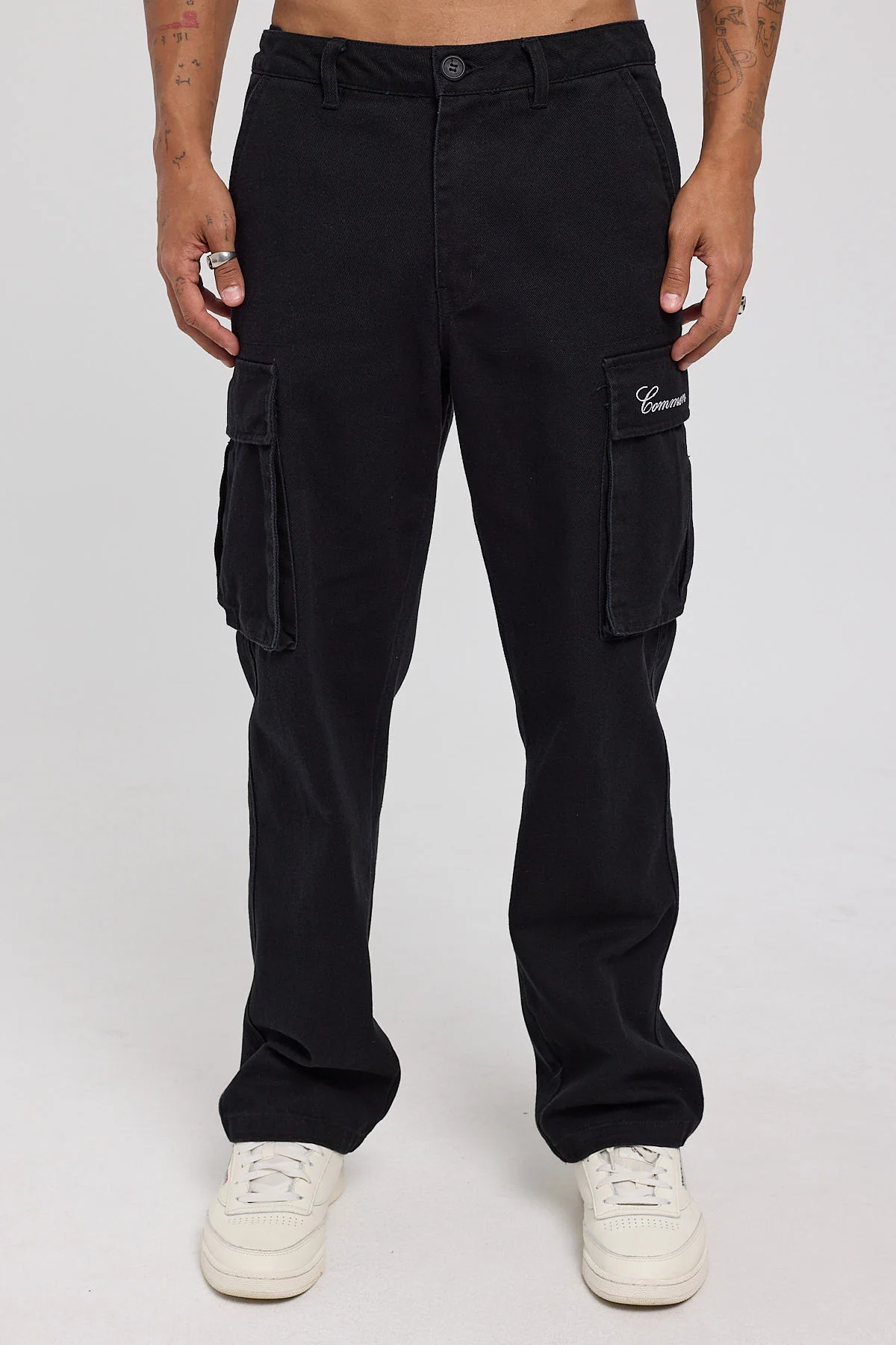 Common Need Vinyl Cargo Pant Washed Black - Image 6