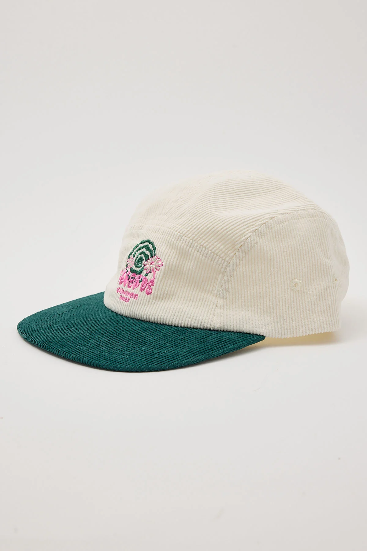 Common Need Vinyl Two Tone Cord 5 Panel Cap Off White/Teal - Image 2