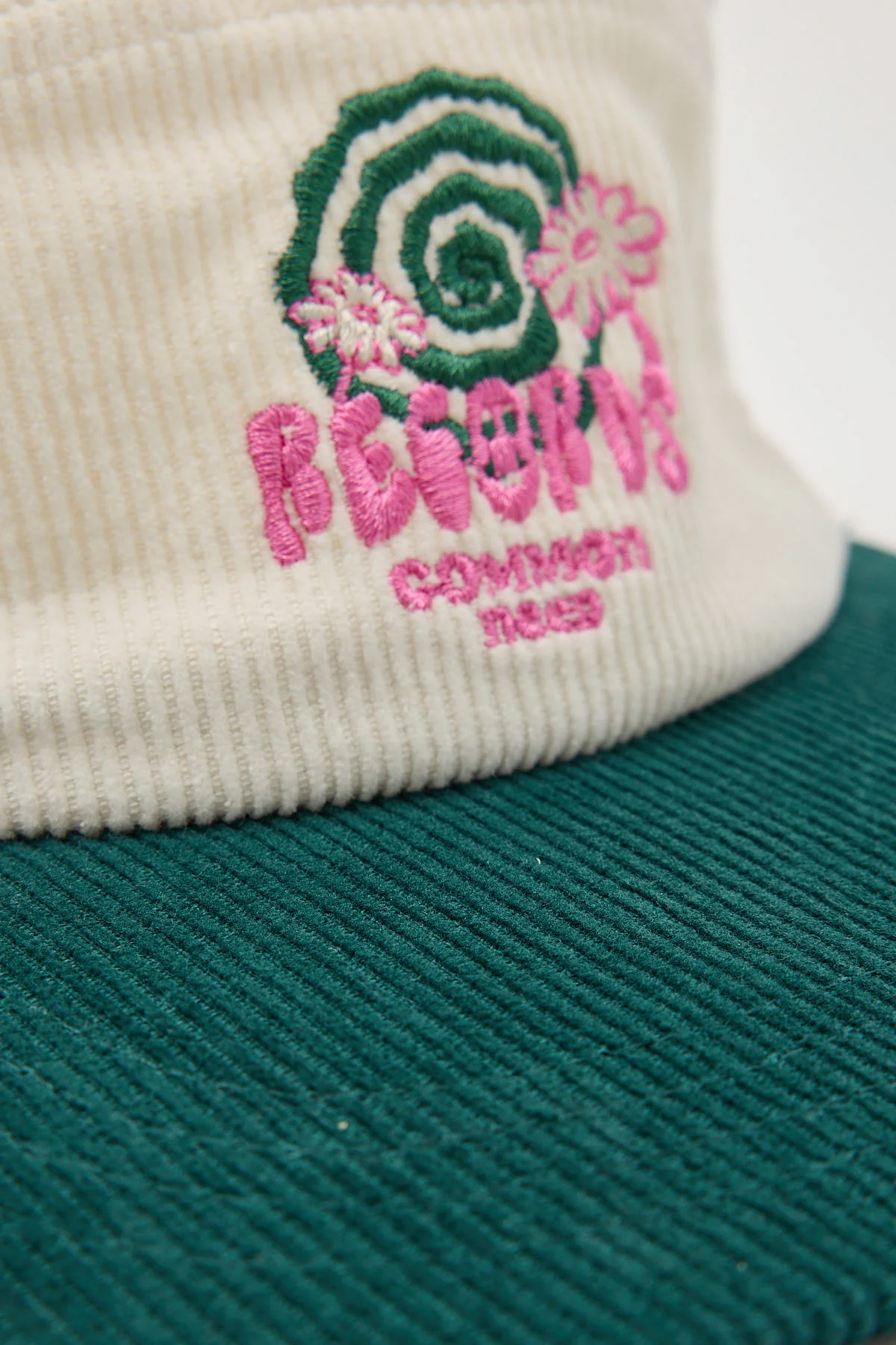 Common Need Vinyl Two Tone Cord 5 Panel Cap Off White/Teal - Image 3