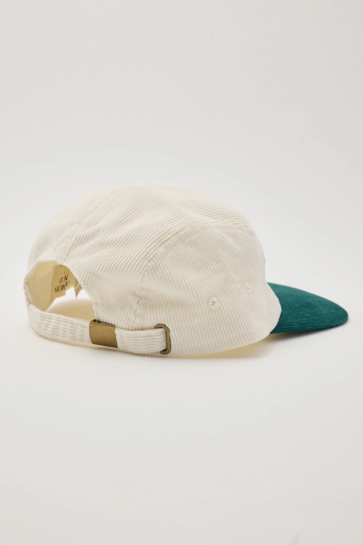 Common Need Vinyl Two Tone Cord 5 Panel Cap Off White/Teal - Image 4