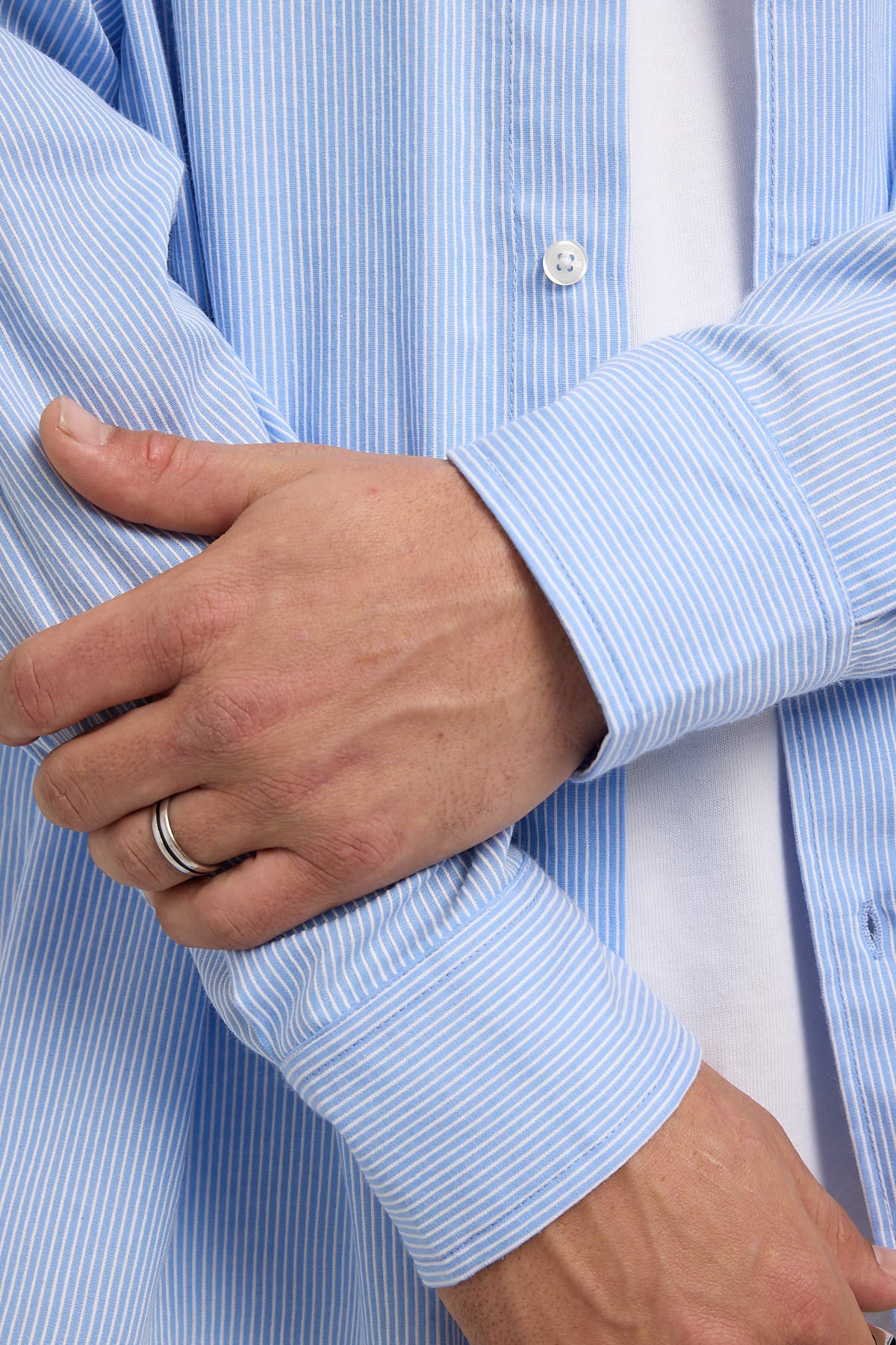 Common Need Vista Oversize Long Sleeve Shirt Blue Stripe - Image 7