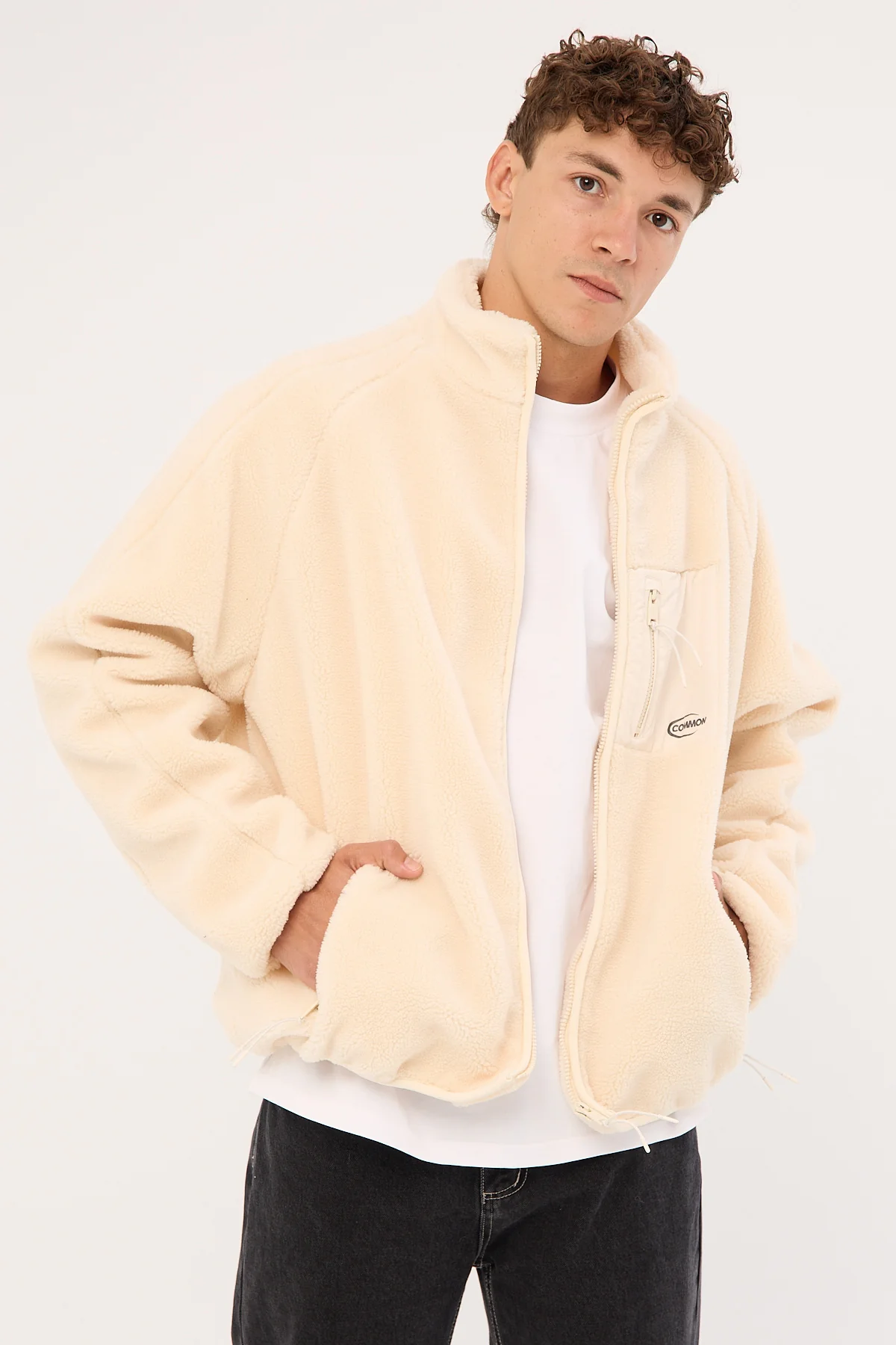 Common Need Voyager Zip Thru Sherpa Jacket ECRU - Image 3