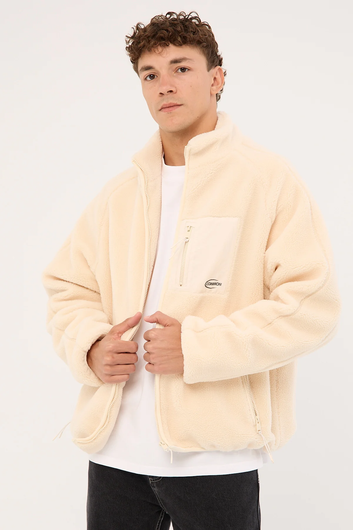 Common Need Voyager Zip Thru Sherpa Jacket ECRU - Image 4