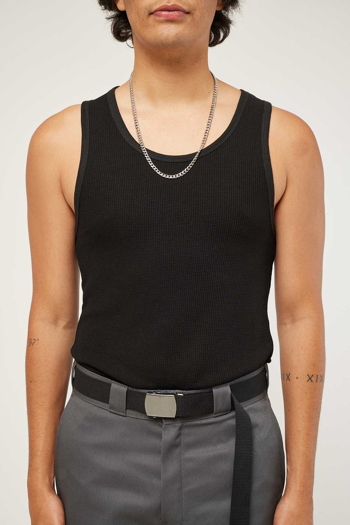 Common Need Waffle Singlet Black