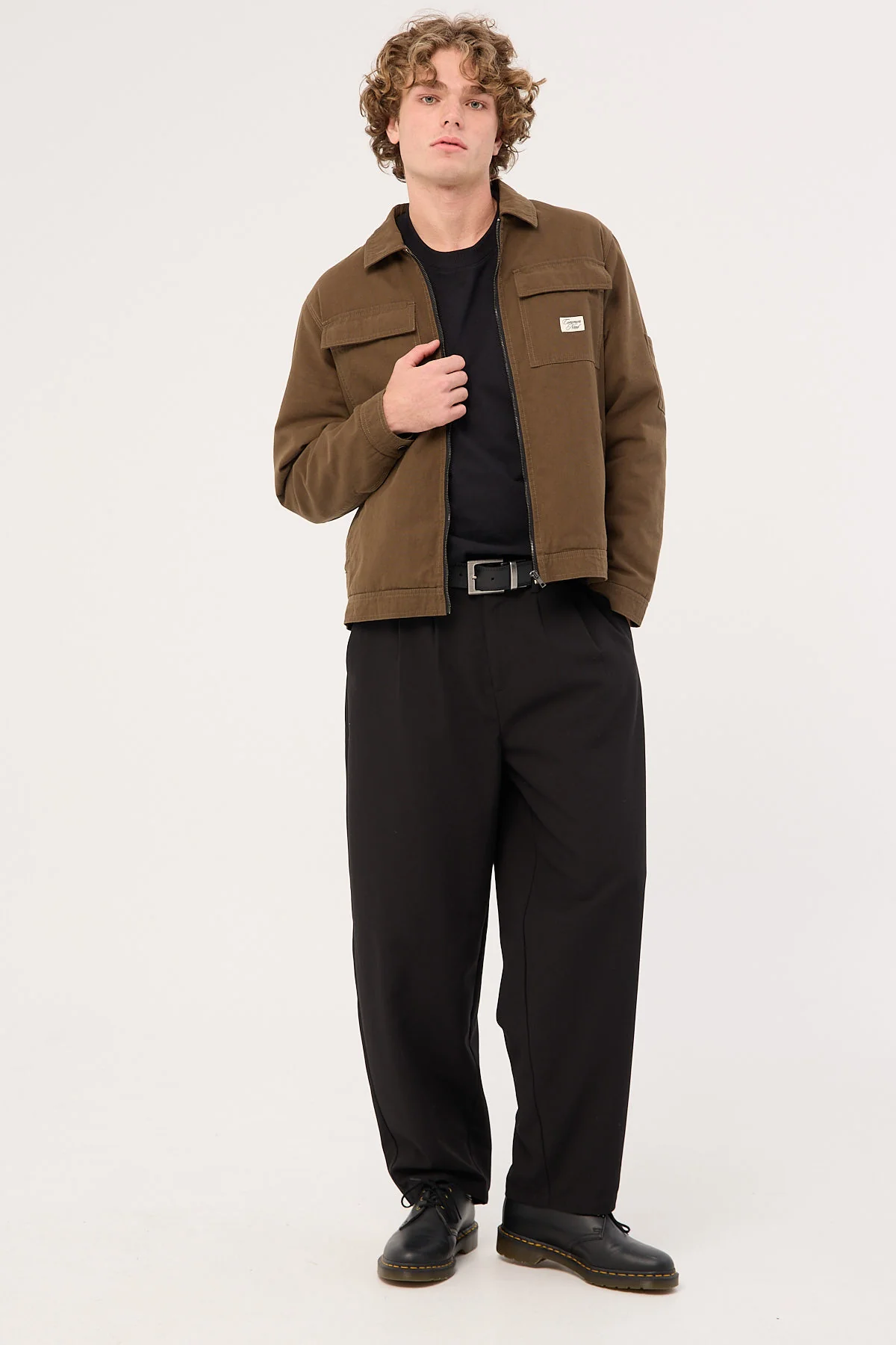 Common Need Walter Zip Thru Work Jacket Olive Green - Image 2