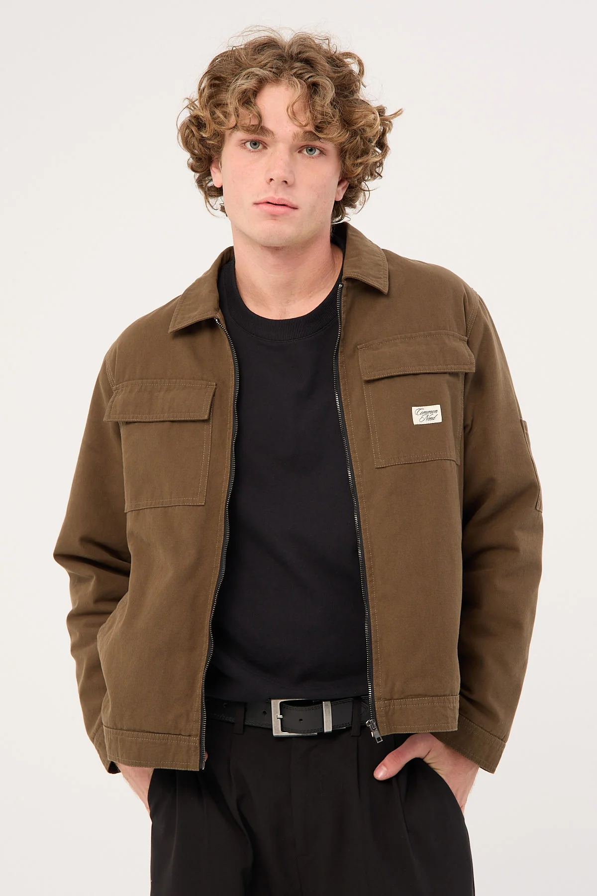 Common Need Walter Zip Thru Work Jacket Olive Green - Image 3