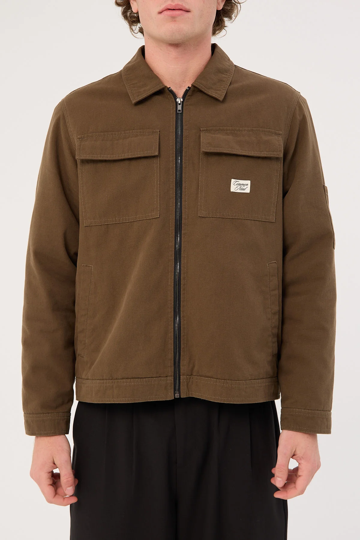 Common Need Walter Zip Thru Work Jacket Olive Green - Image 8