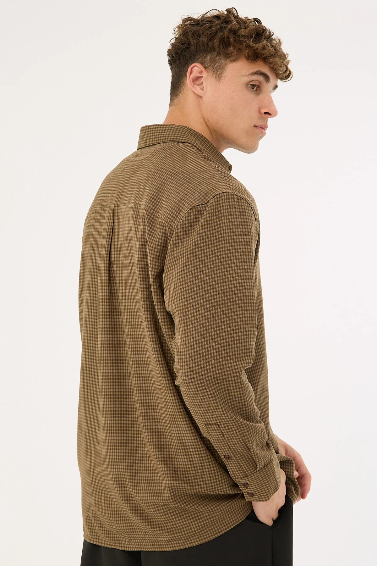 Common Need Weekend Long Sleeve Shirt Brown Check - Image 6