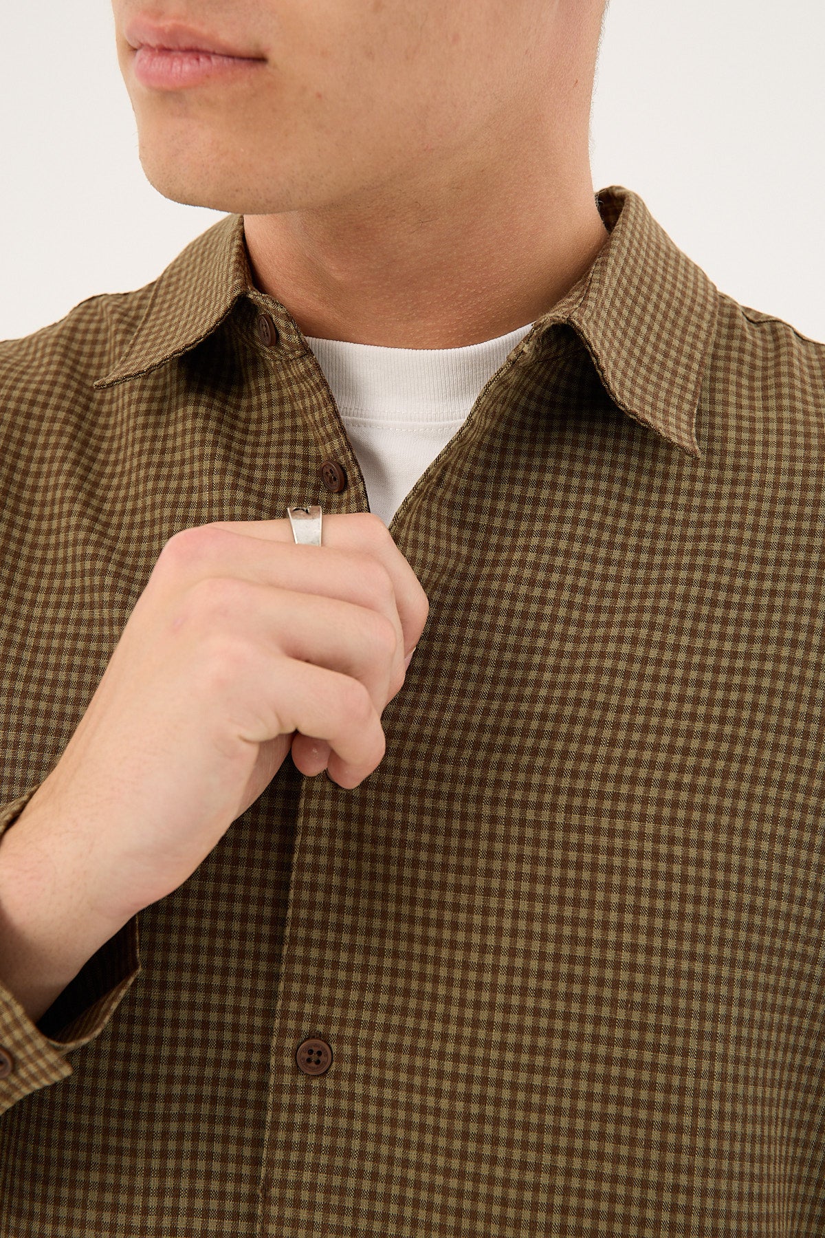 Common Need Weekend Long Sleeve Shirt Brown Check - Image 8
