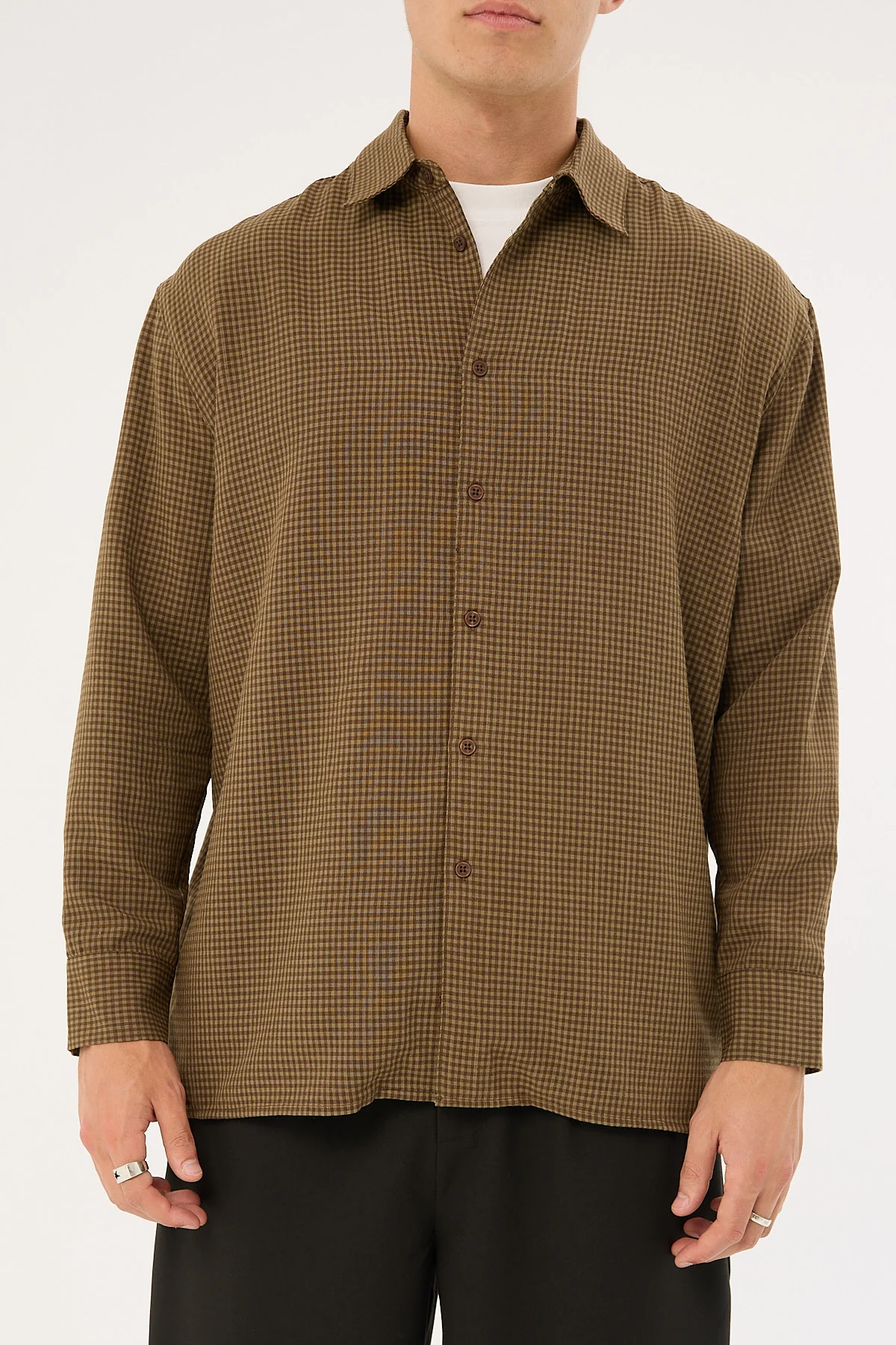 Common Need Weekend Long Sleeve Shirt Brown Check - Image 9