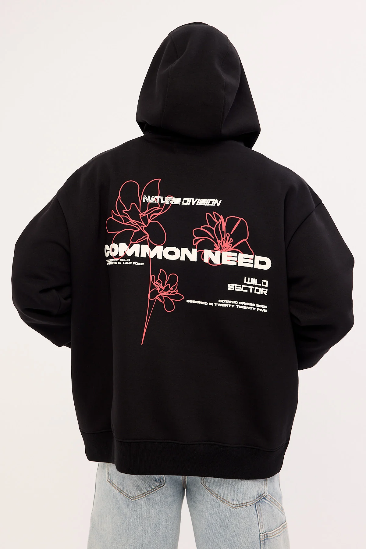 Common Need Wild Sector Boxy Hoodie Black