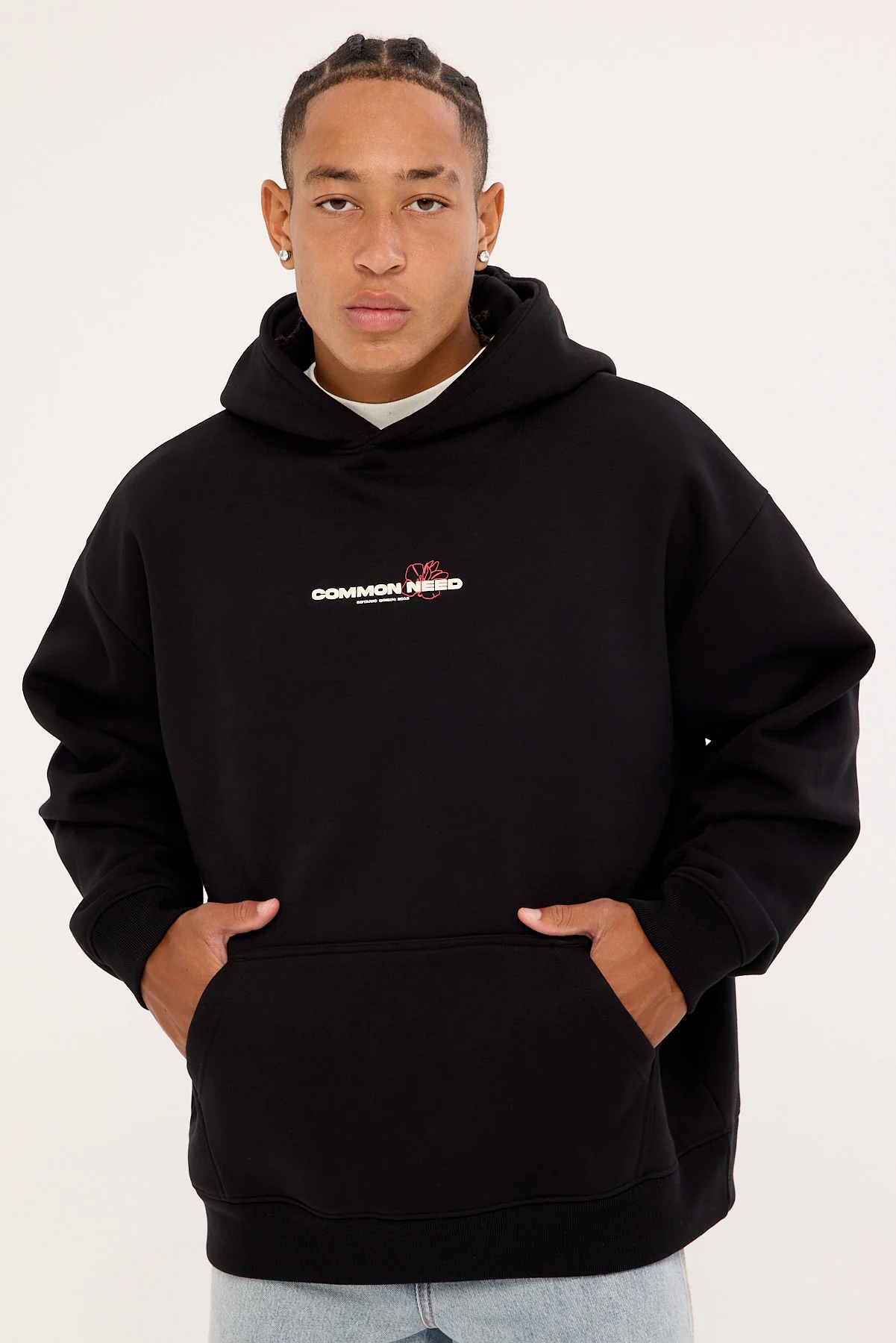 Common Need Wild Sector Boxy Hoodie Black - Image 3
