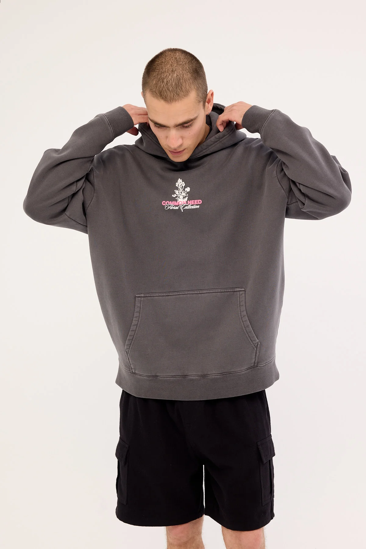 Common Need Wildflower Boxy Hoodie Washed Black - Image 2