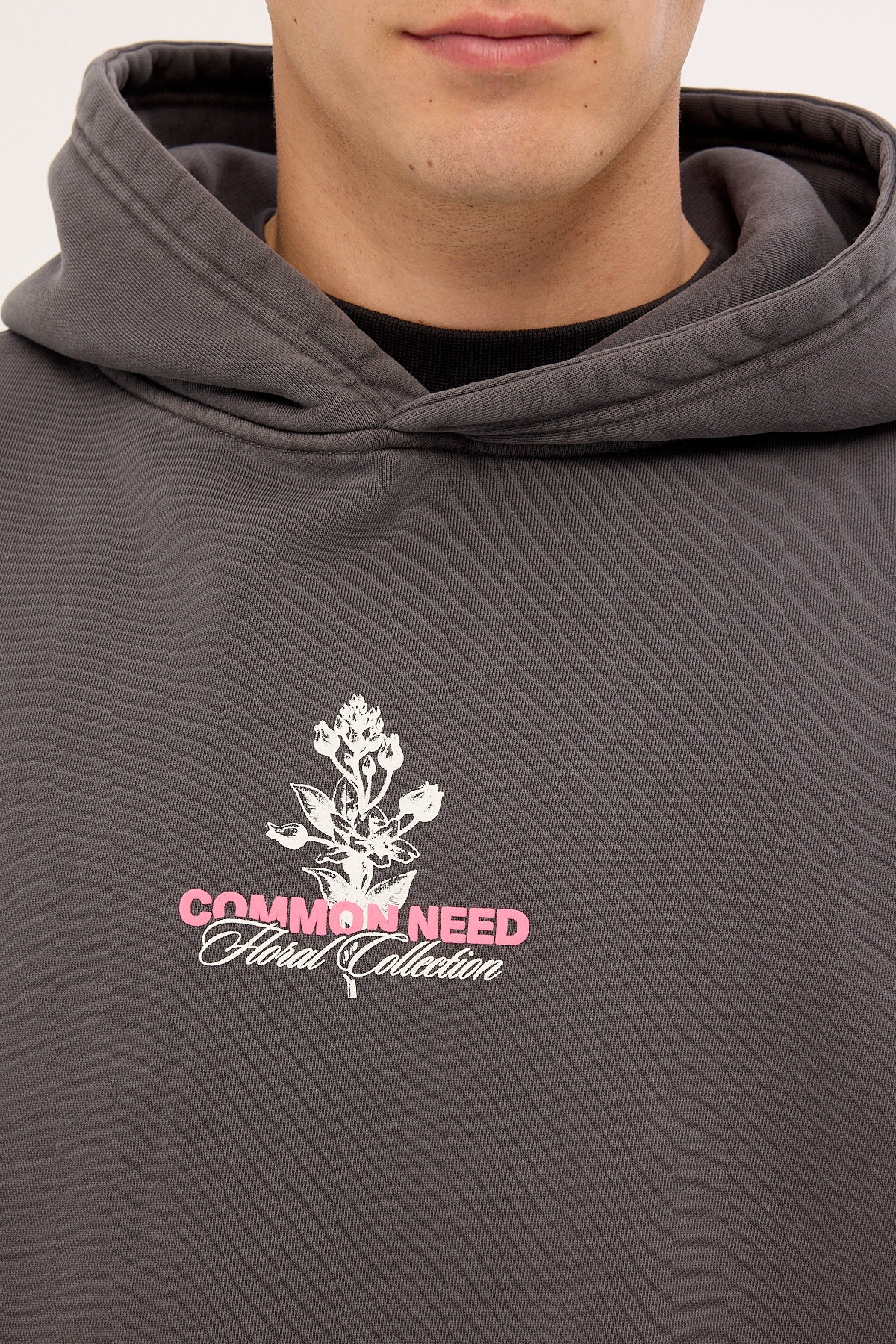 Common Need Wildflower Boxy Hoodie Washed Black - Image 4