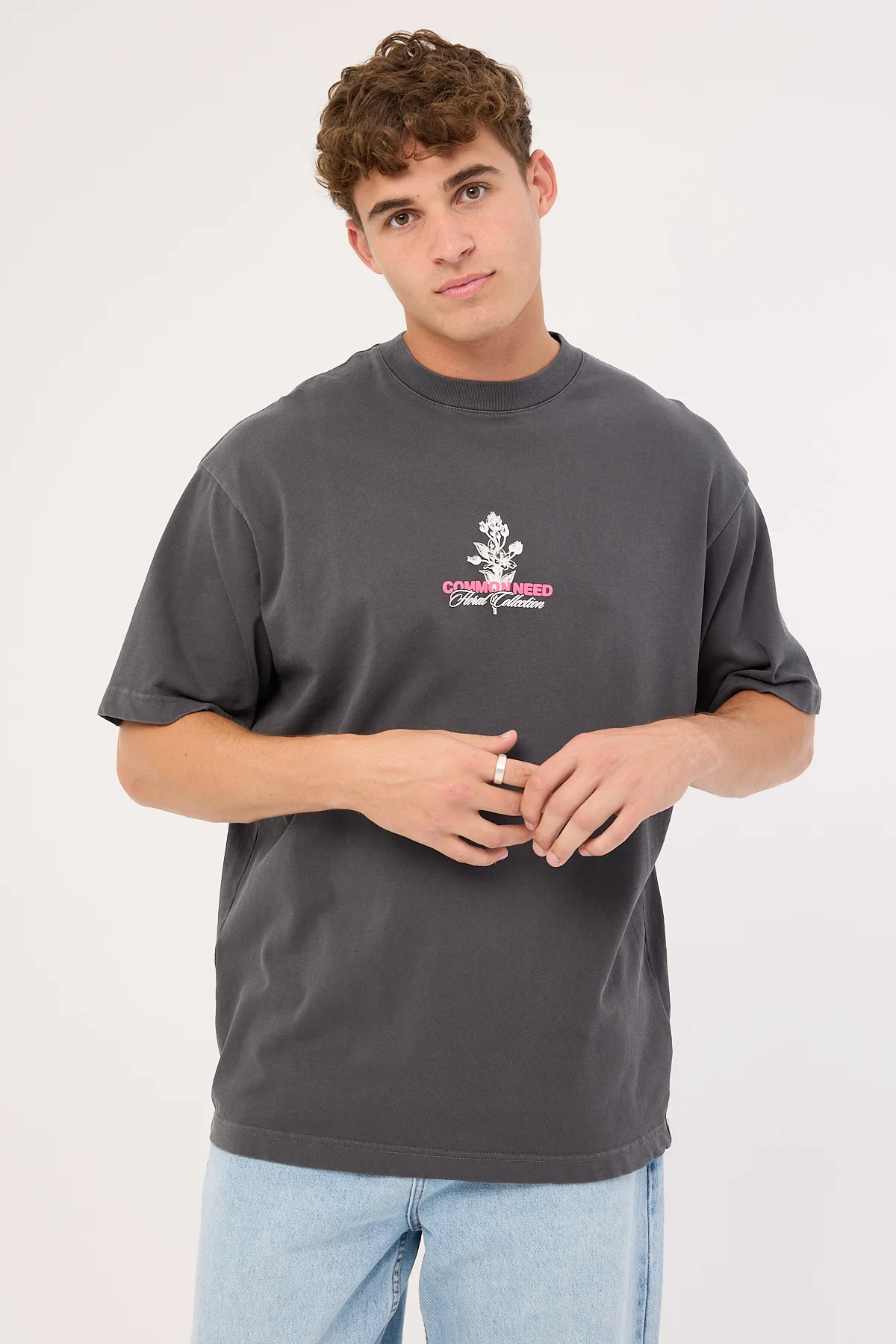 Common Need Wildflower Heavyweight Boxy Tee Washed Black - Image 3