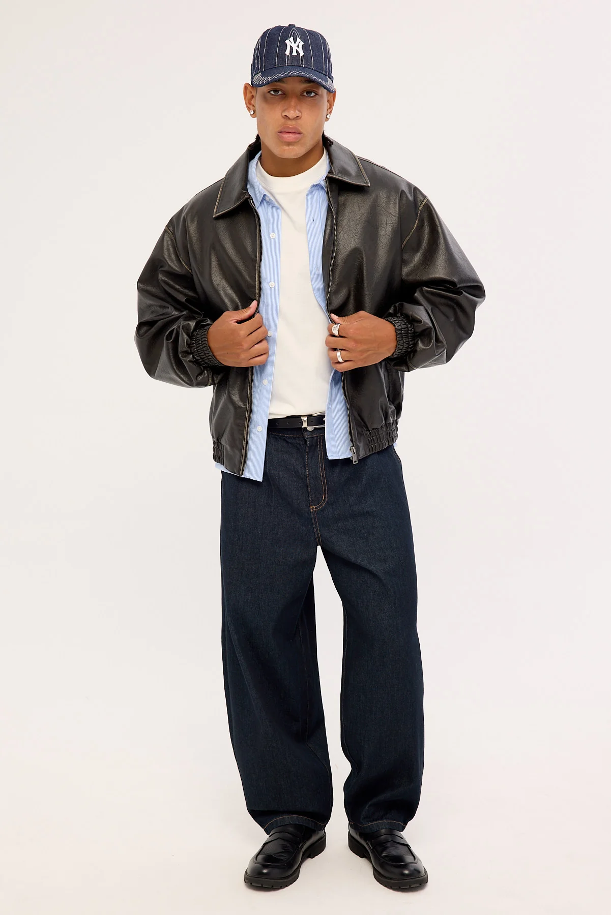 Common Need Wingman Recycled PU Leather Jacket Washed Black - Image 2