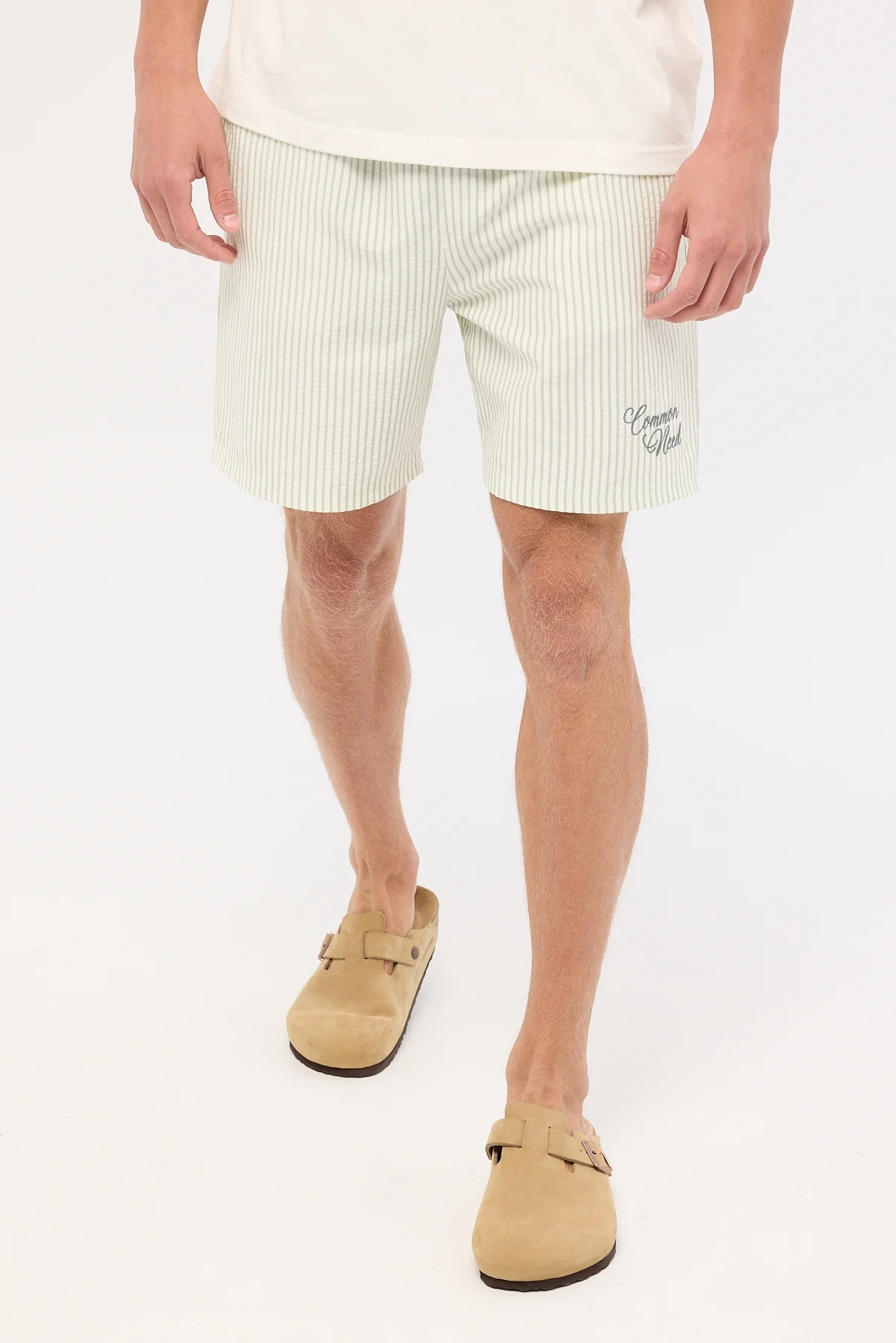 Common Need Yorick Elastic Waist Short Sage Stripe - Image 2